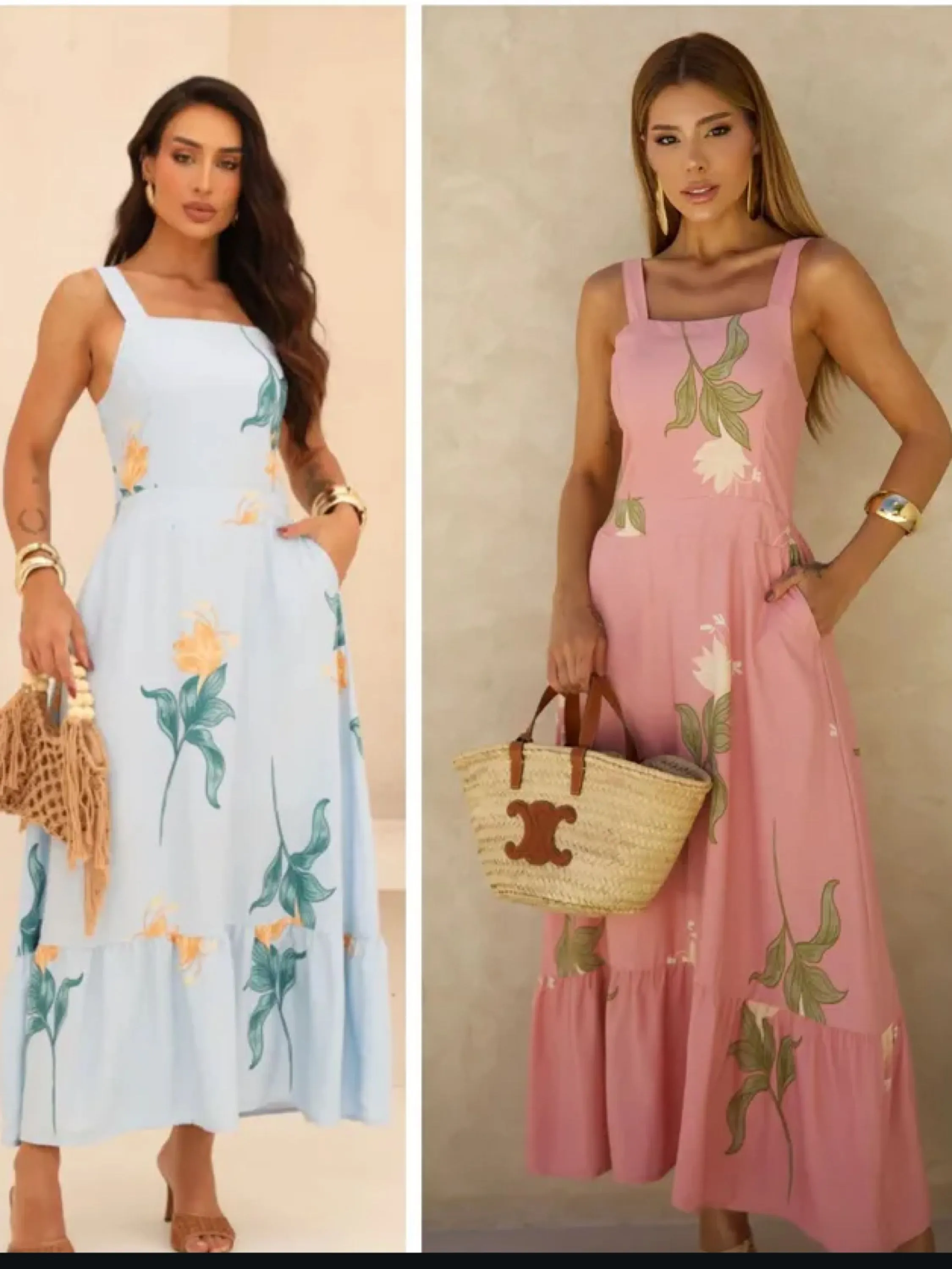 Vestido longuete alça regulável ,Borjo e elastex atrás