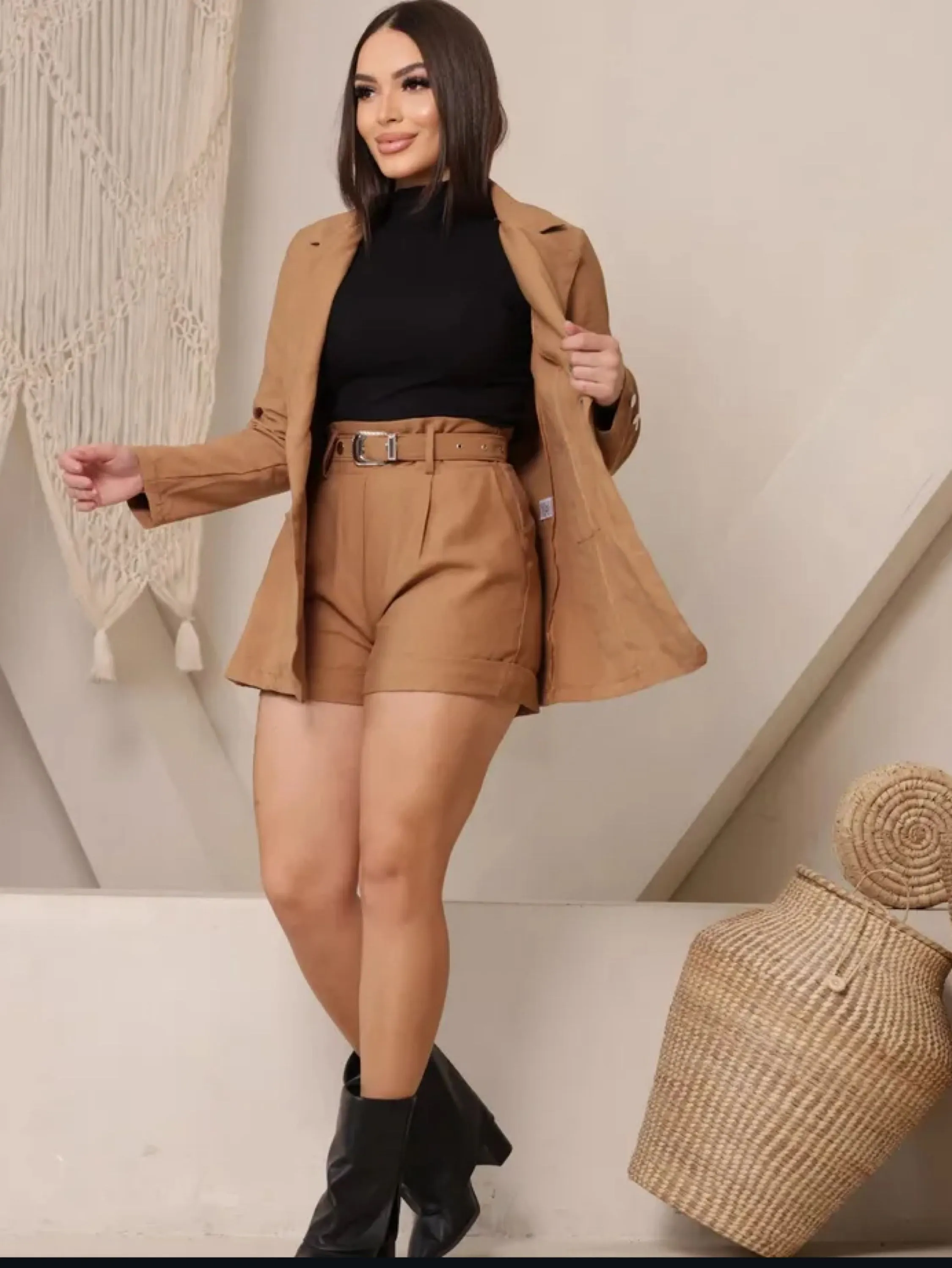 Conjunto shorts e blazer tecido sensorial