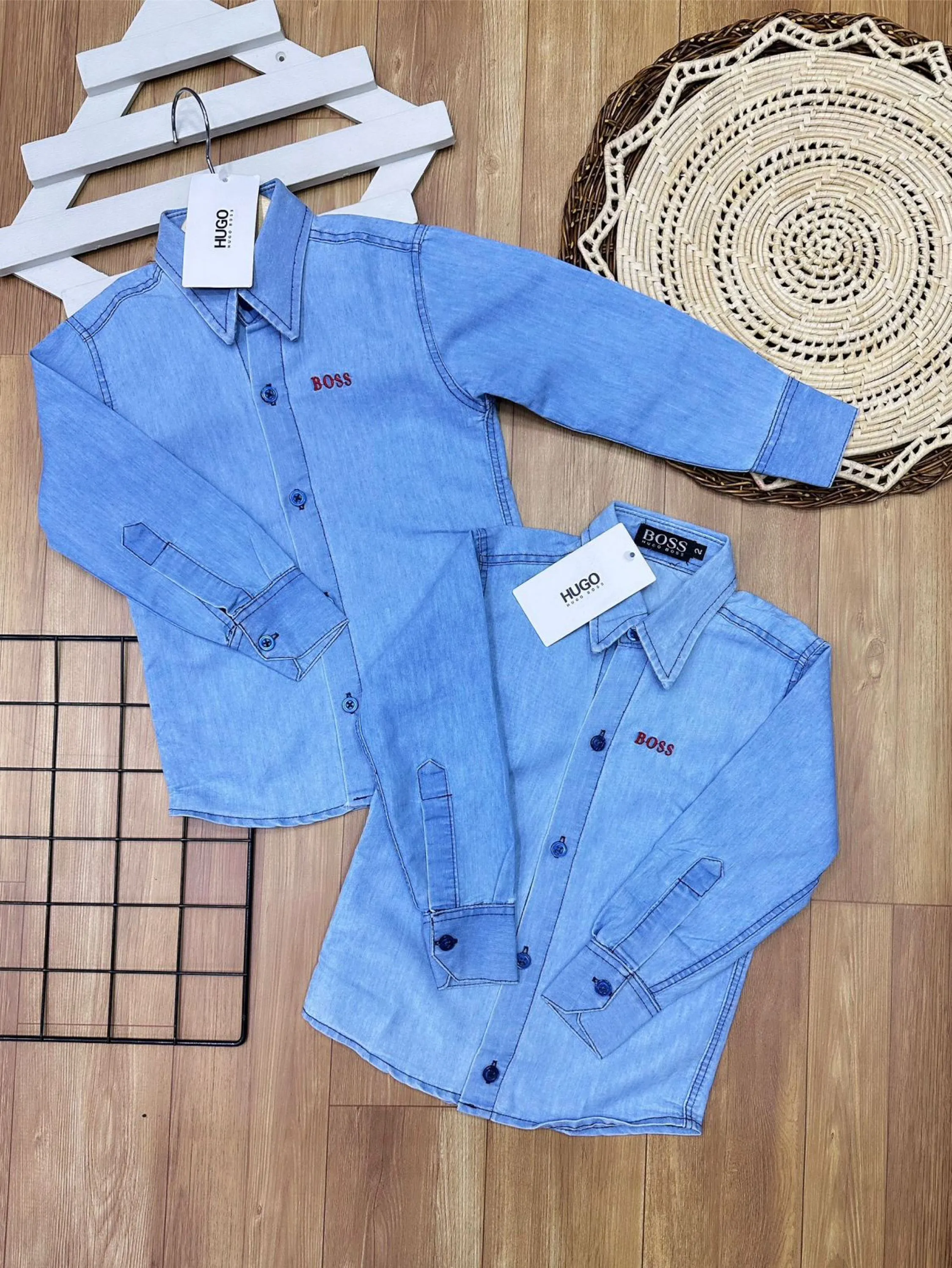 Camisa estilo Jeans Boss infantil/juvenil