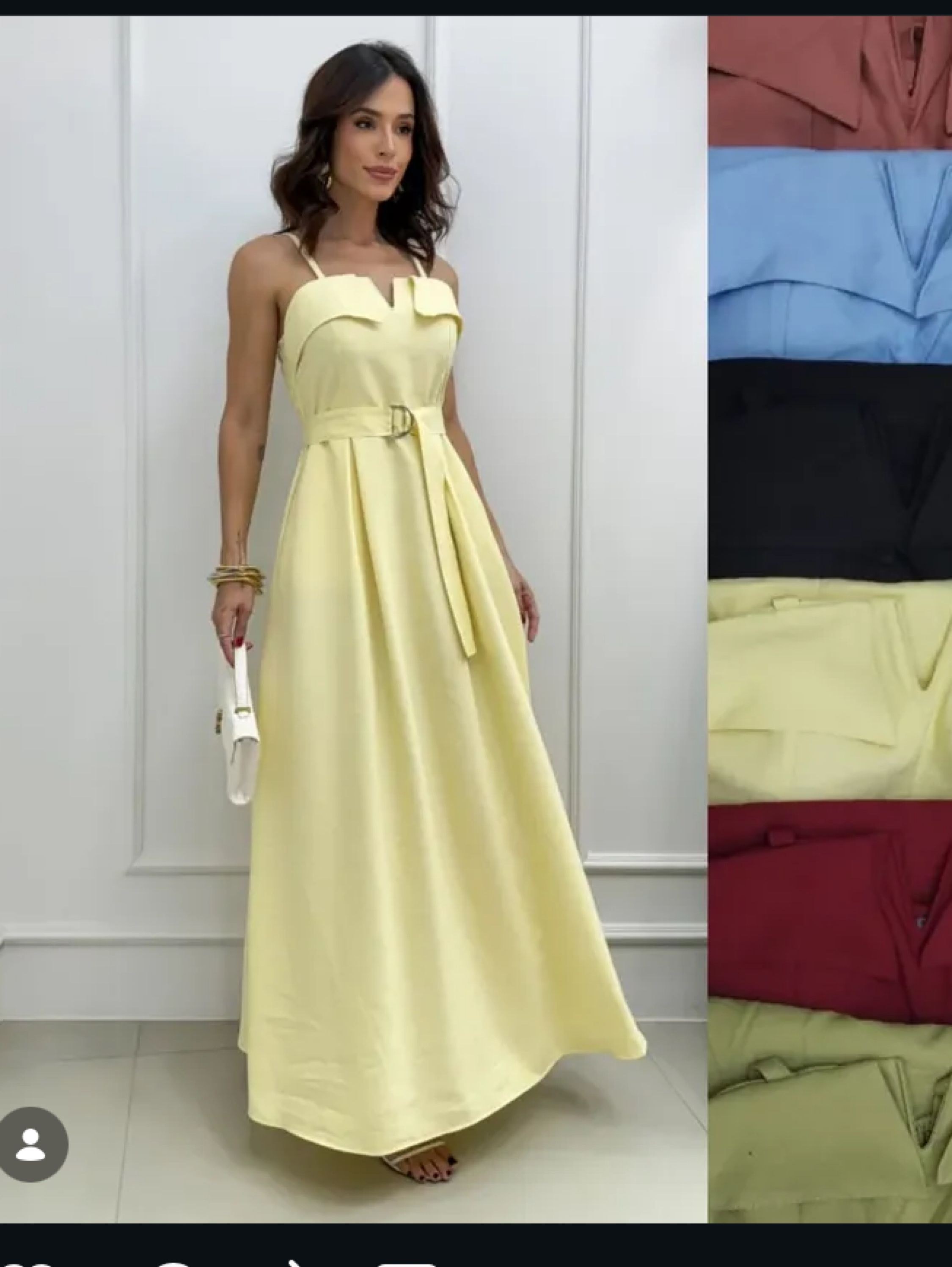 Vestido longo com alças reguláveis