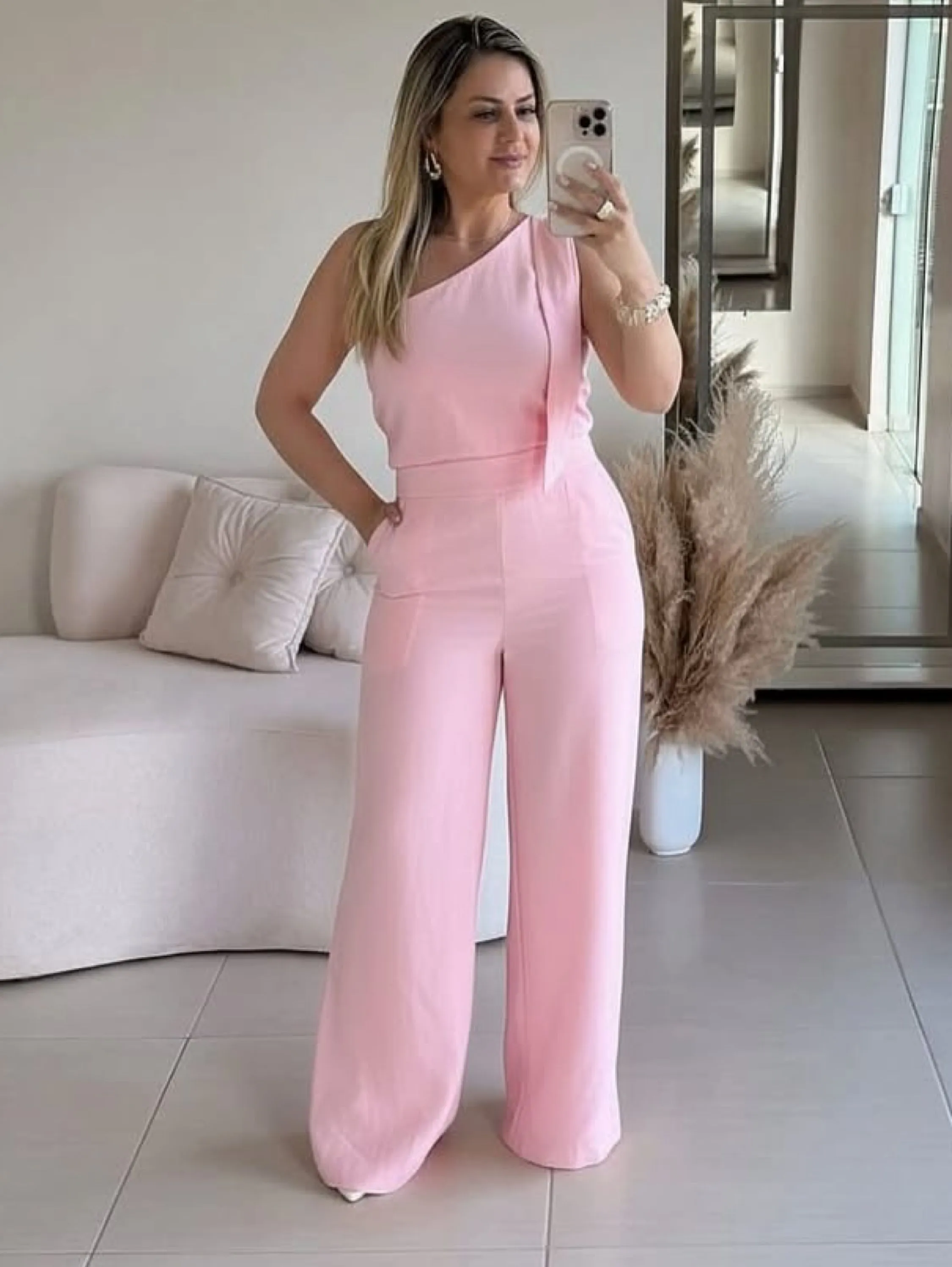 Conjunto Pantalona e crooped c/detalhe em laço na alça
