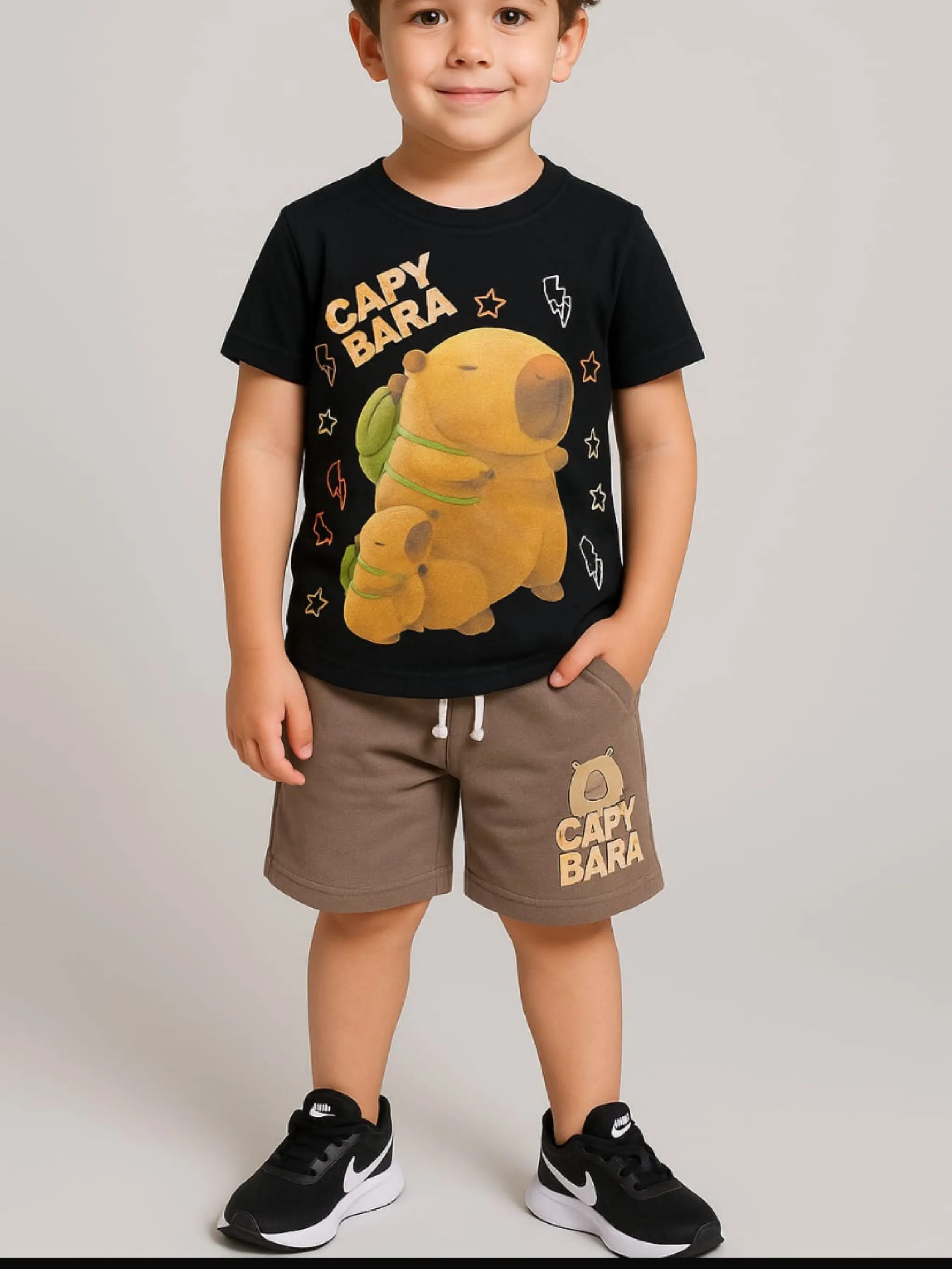 Conjunto Capivara bermuda e camiseta infantil