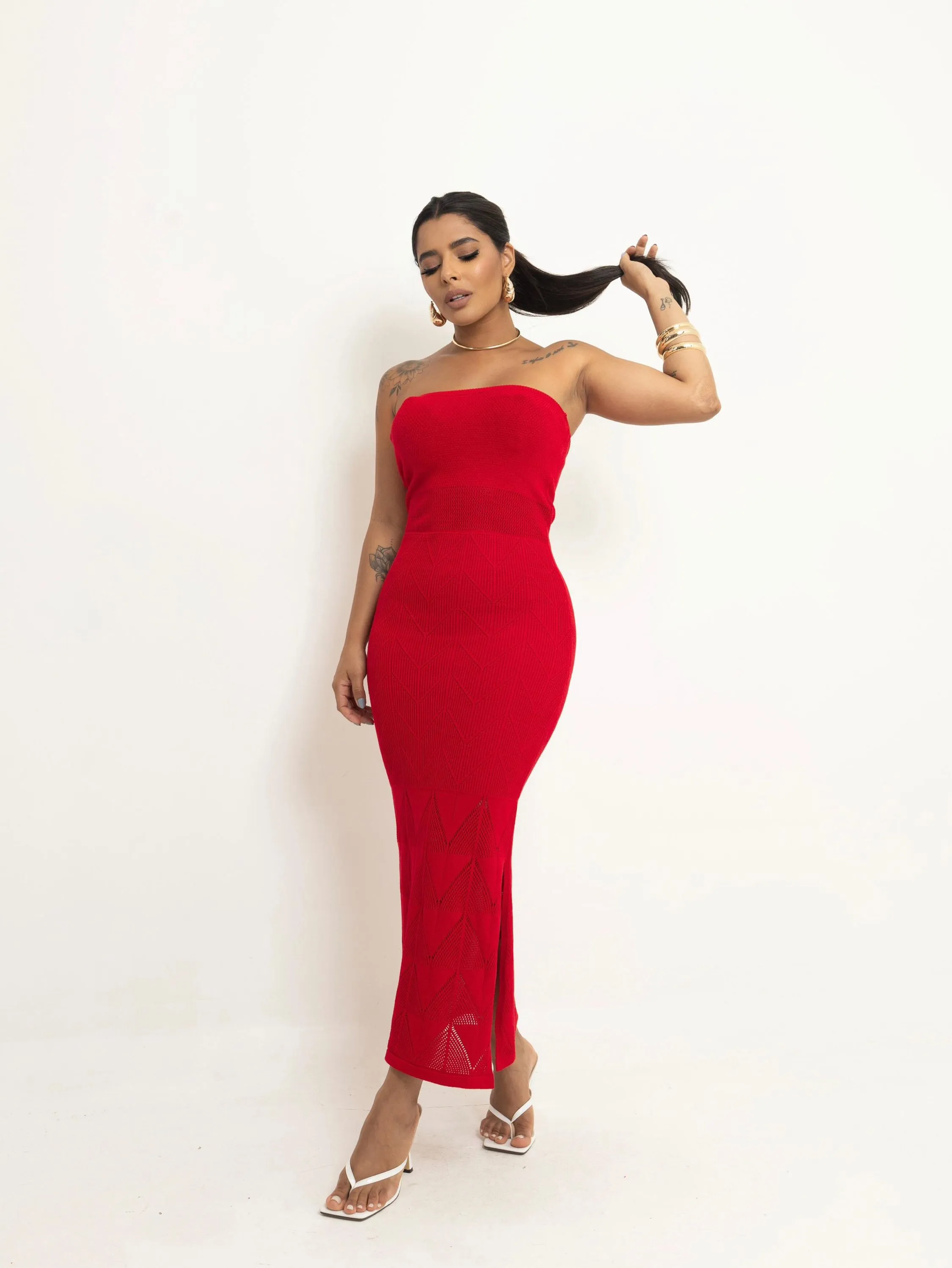 Vestido tomara que caia com Borjo em fio modal