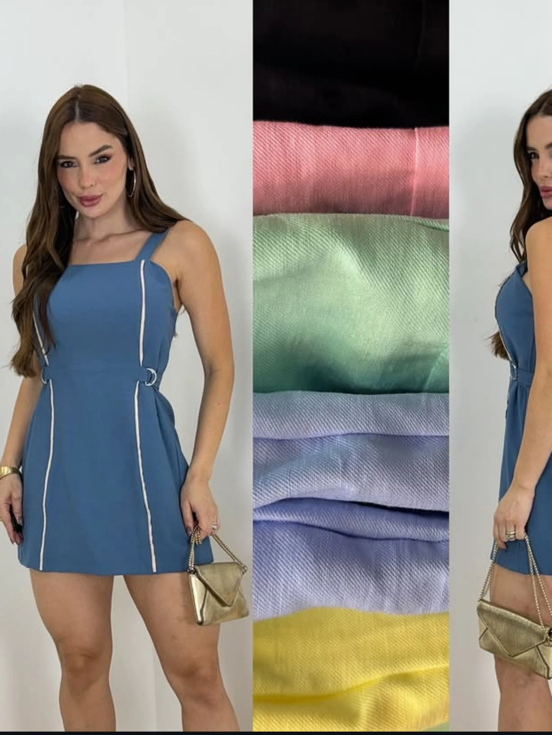 Macaquinho vestido tecido sensorial veste até 40