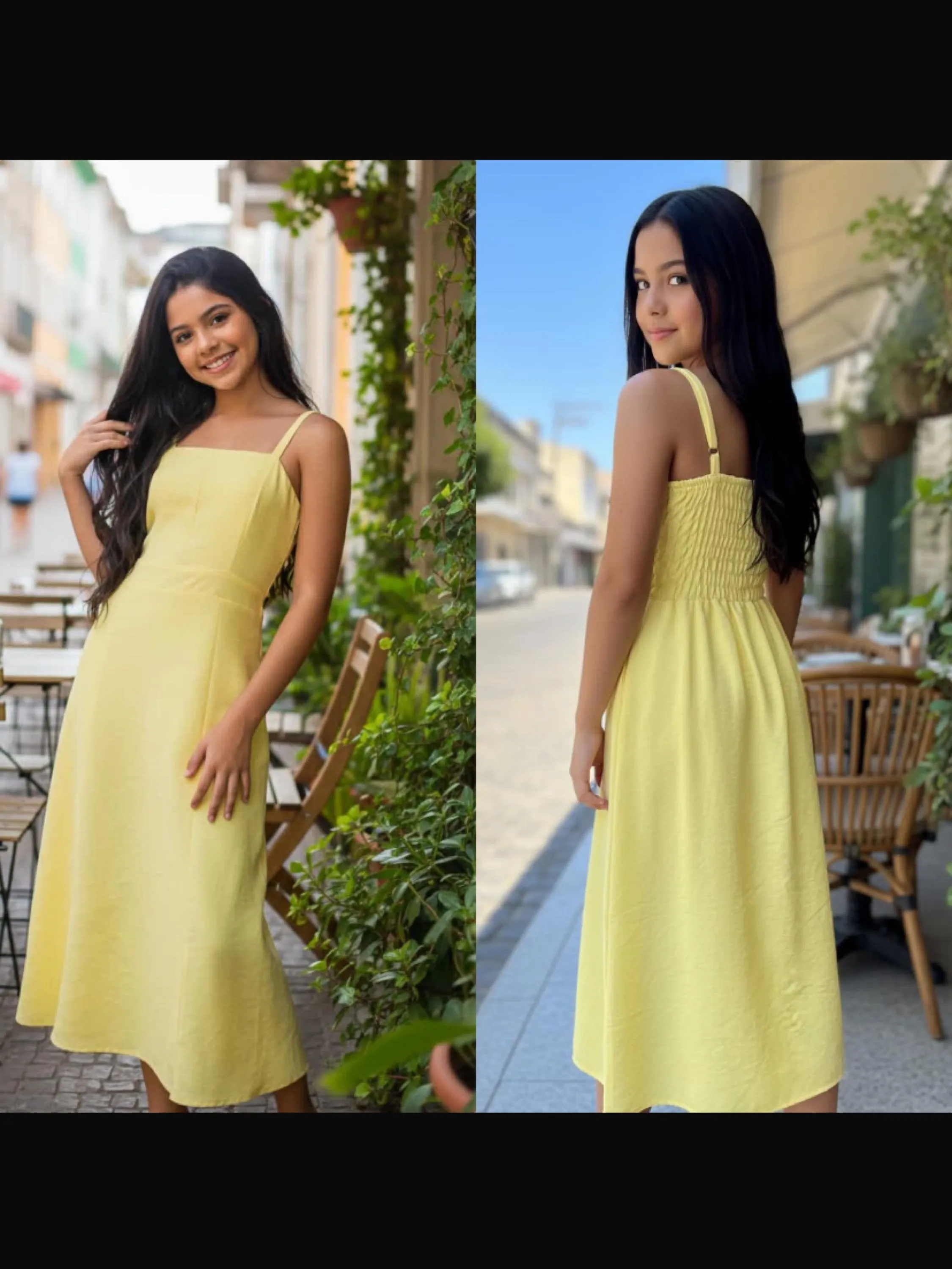 Vestido mídi de alcinha regulável juvenil