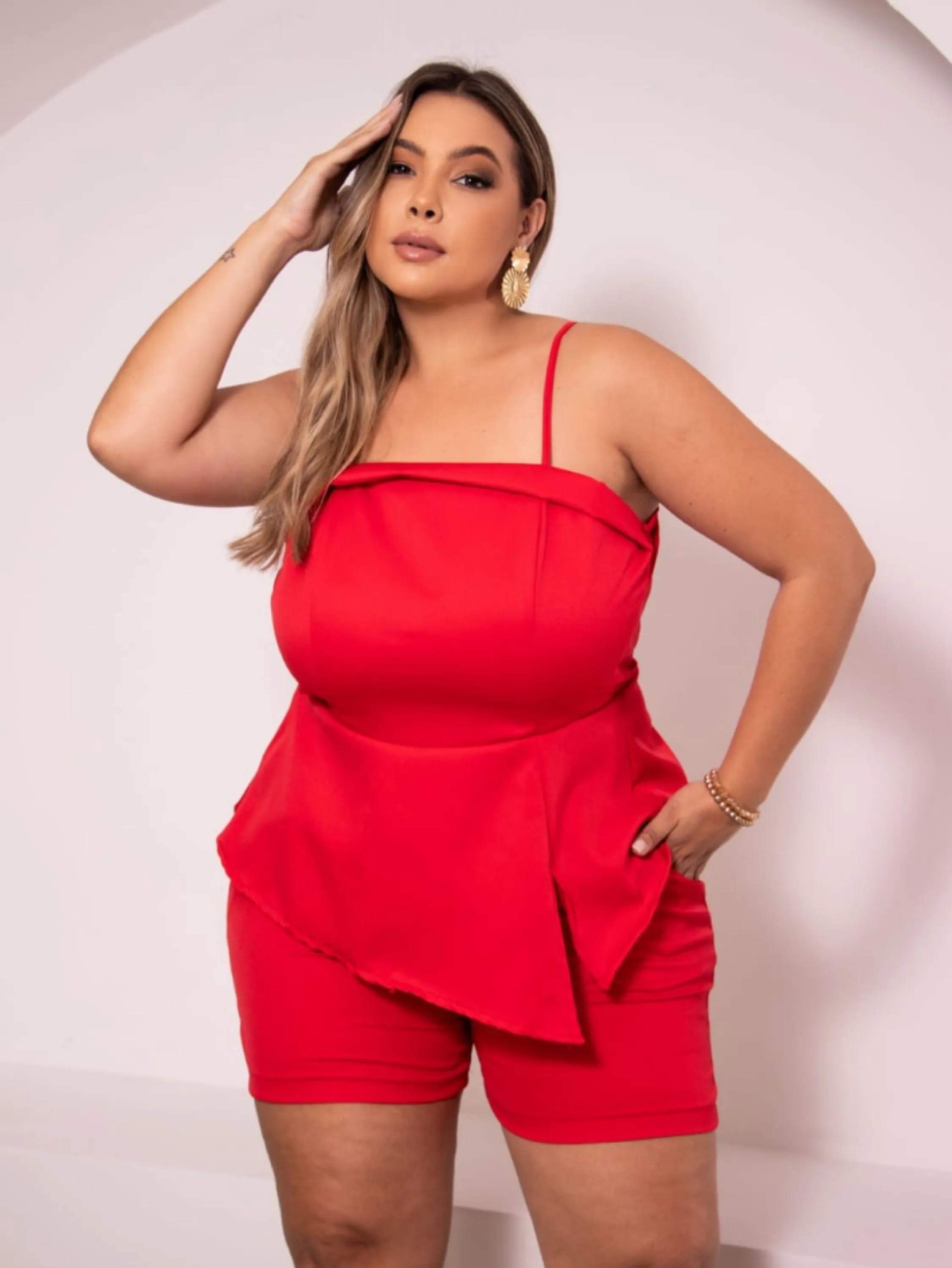 Conjunto Plus size tecido alfaiataria tamanho único veste até 52