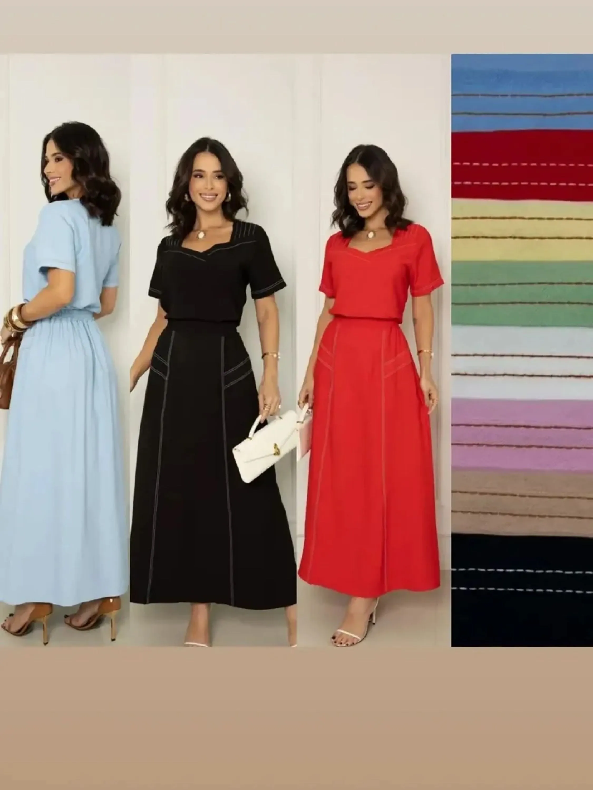 Conjunto saia longuete e blusa de manga