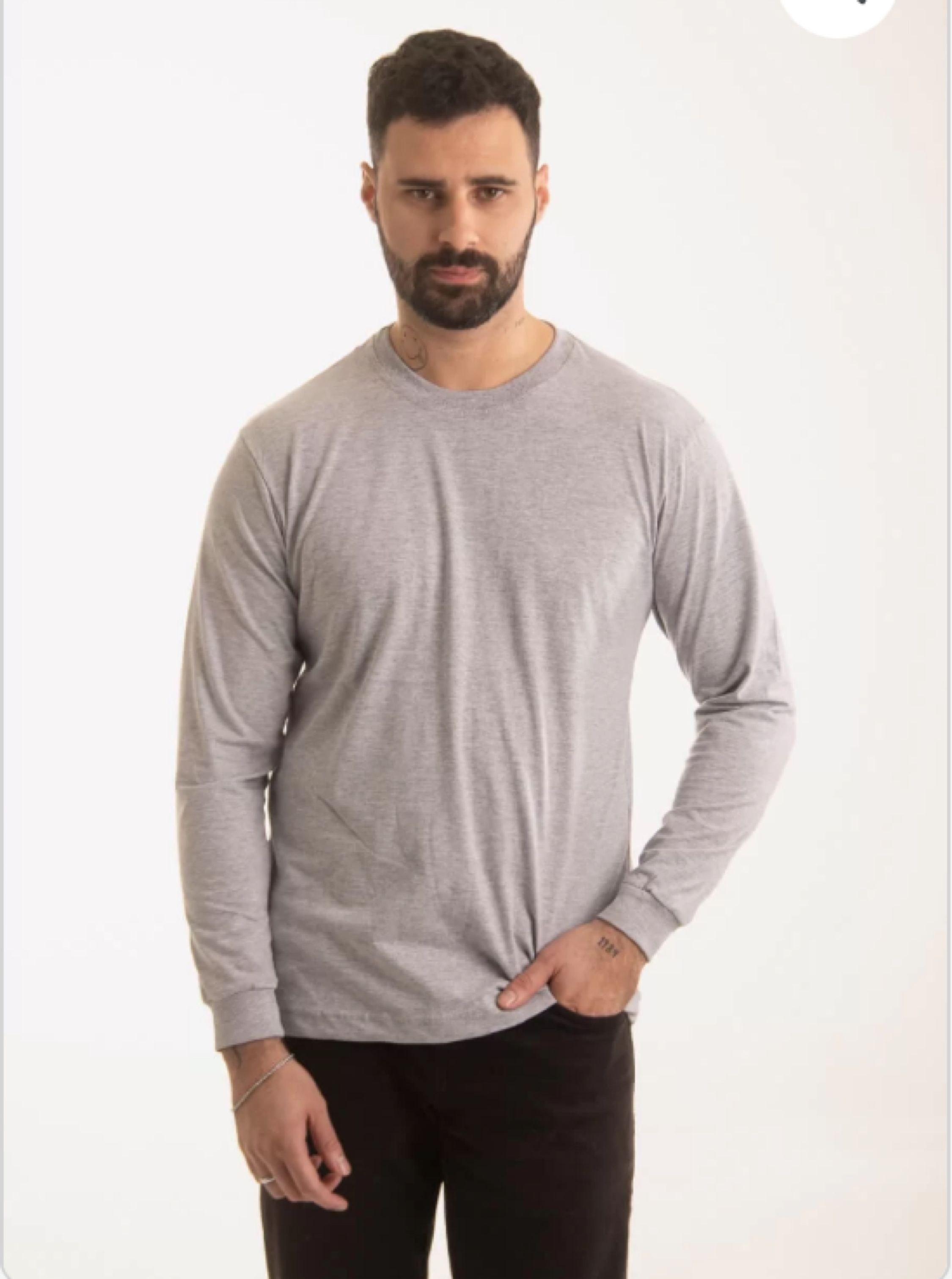 Camiseta manga longa unissex 100%Algodao