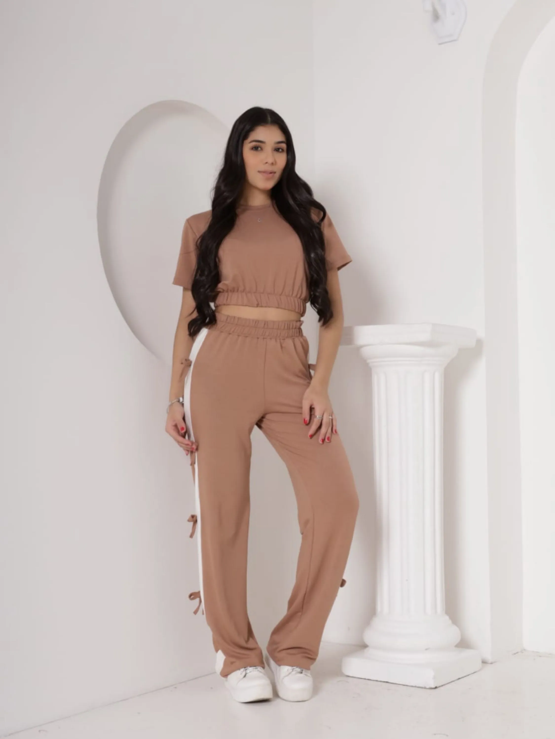 Conjunto calça e crooped em Moletinho juvenil
