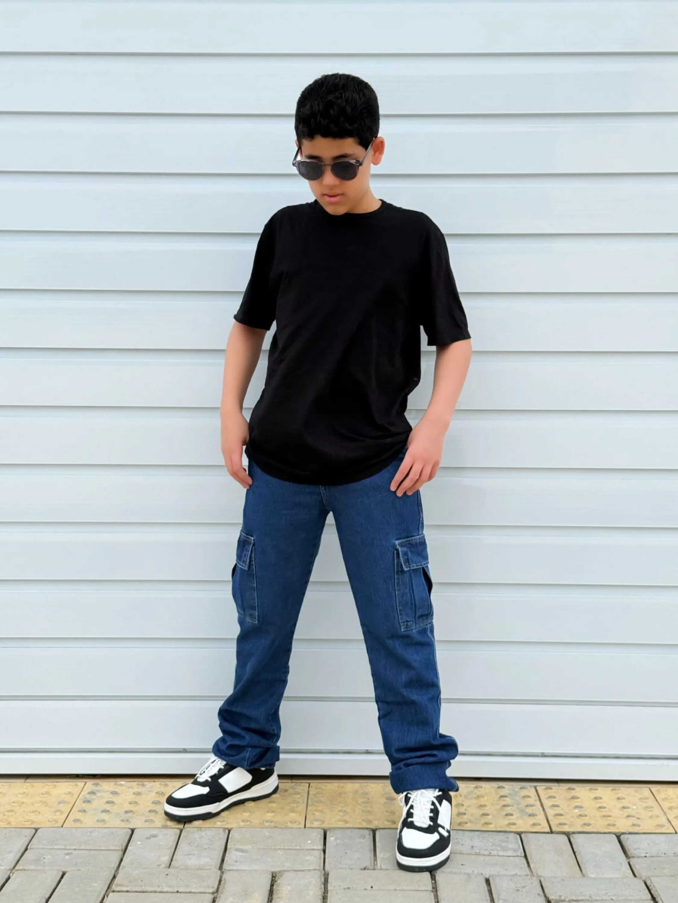 Calça jeans cargo juvenil
