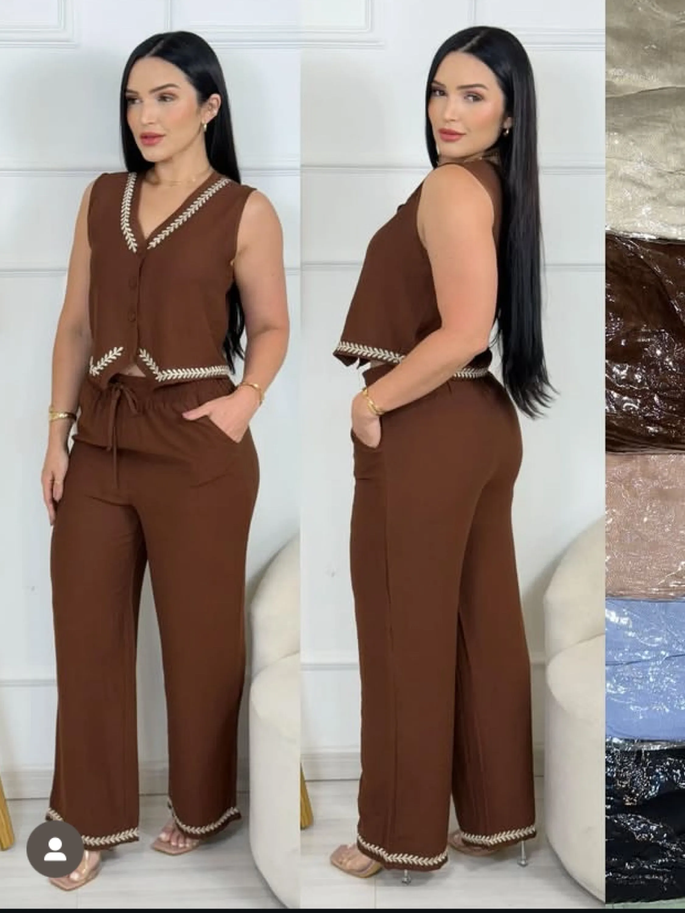 Conjunto Pantalona ,elástico e cordao no cós e colete