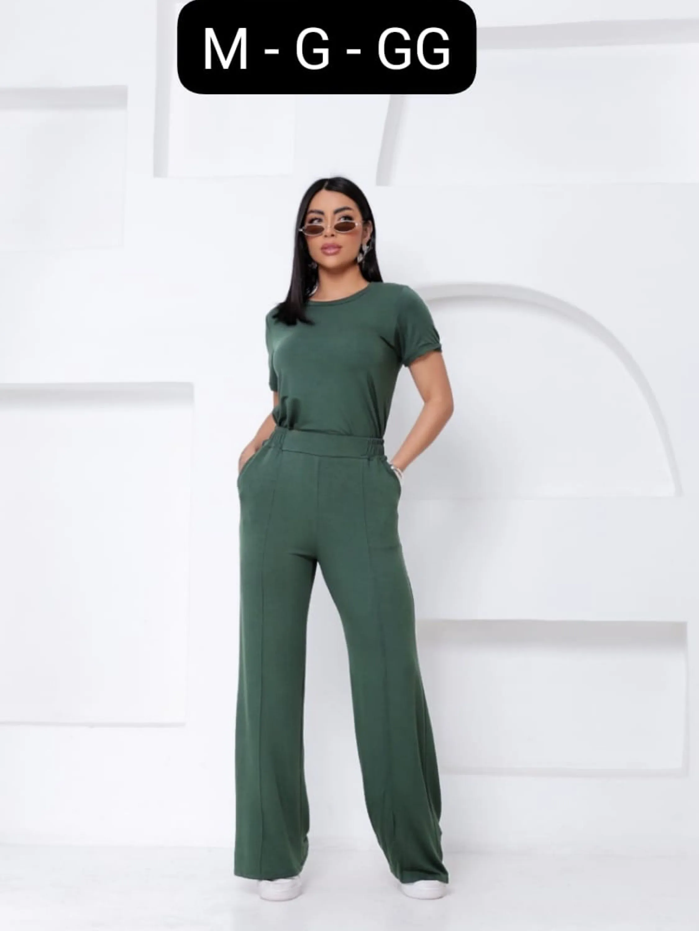 Conjunto pantalona e blusa manga curta PLUS SIZE