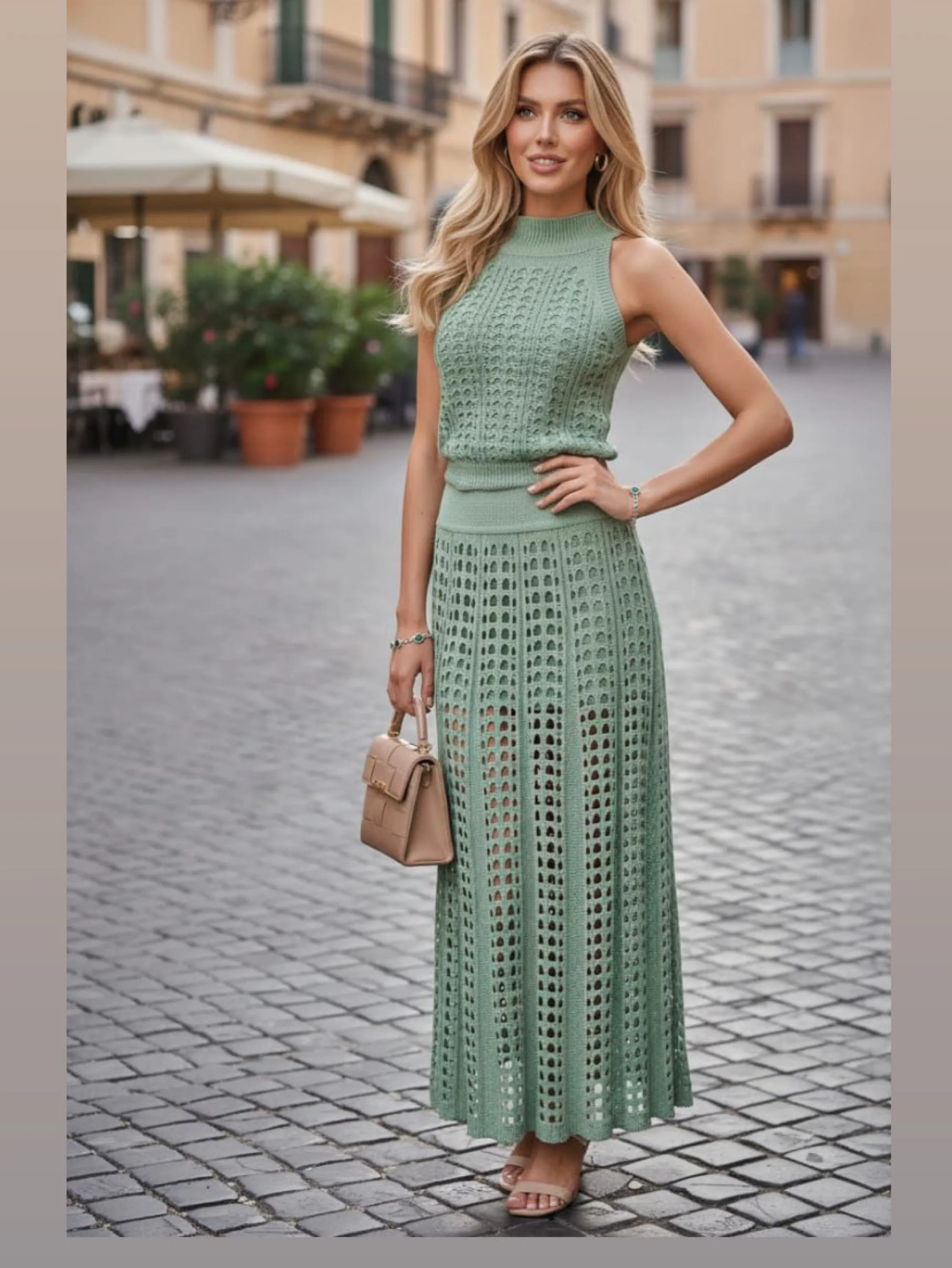 Conjunto saia longuete forrada com blusinha