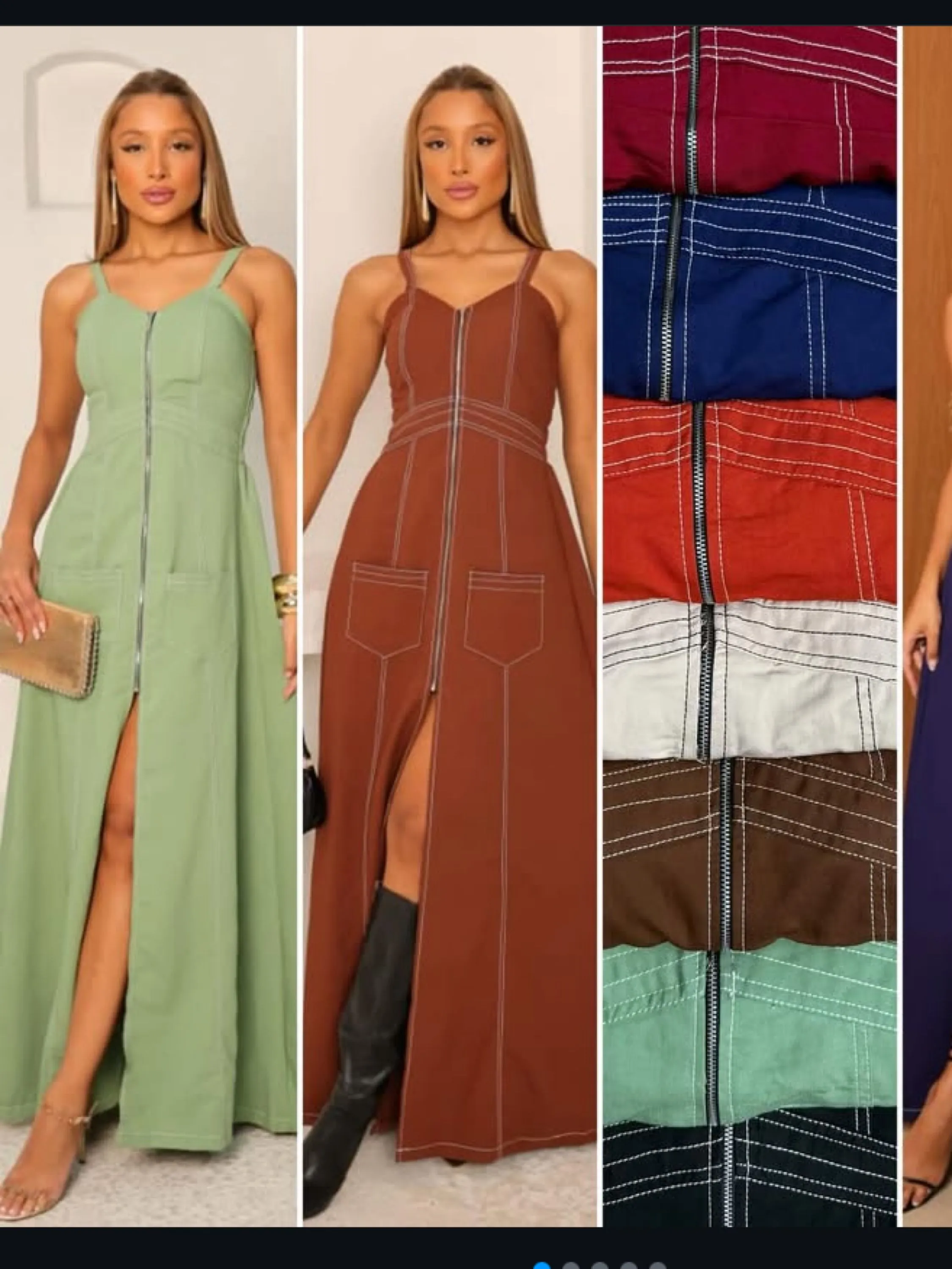 Vestido longo de alça c/zíper tecido sensorial