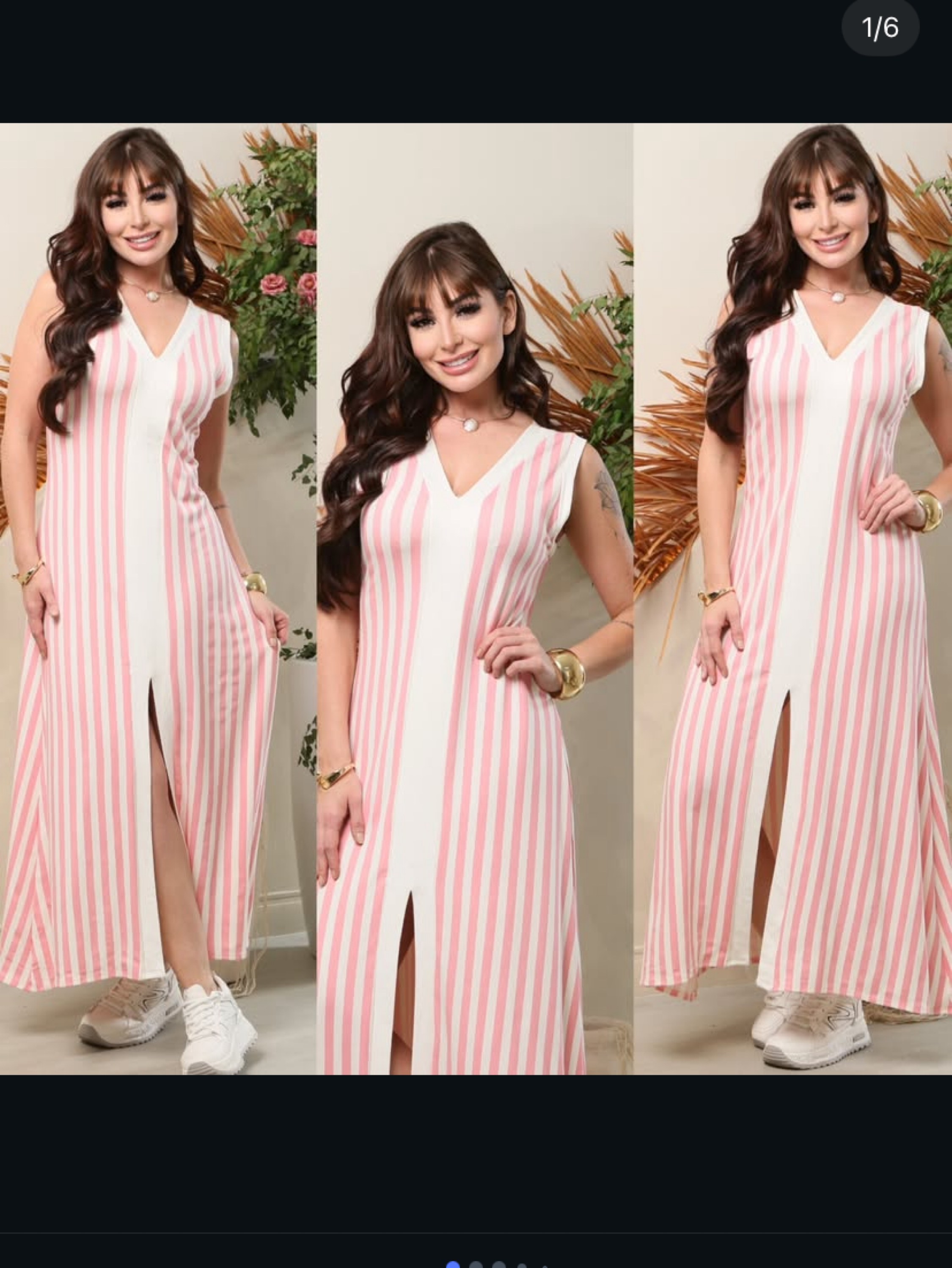 Vestido longo regata listrado