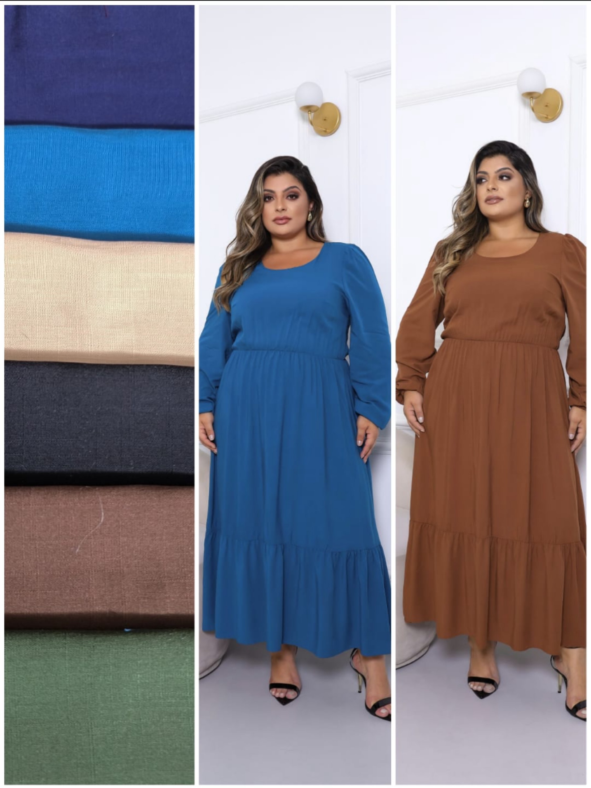 Vestido Paula Puz longuete manga longa