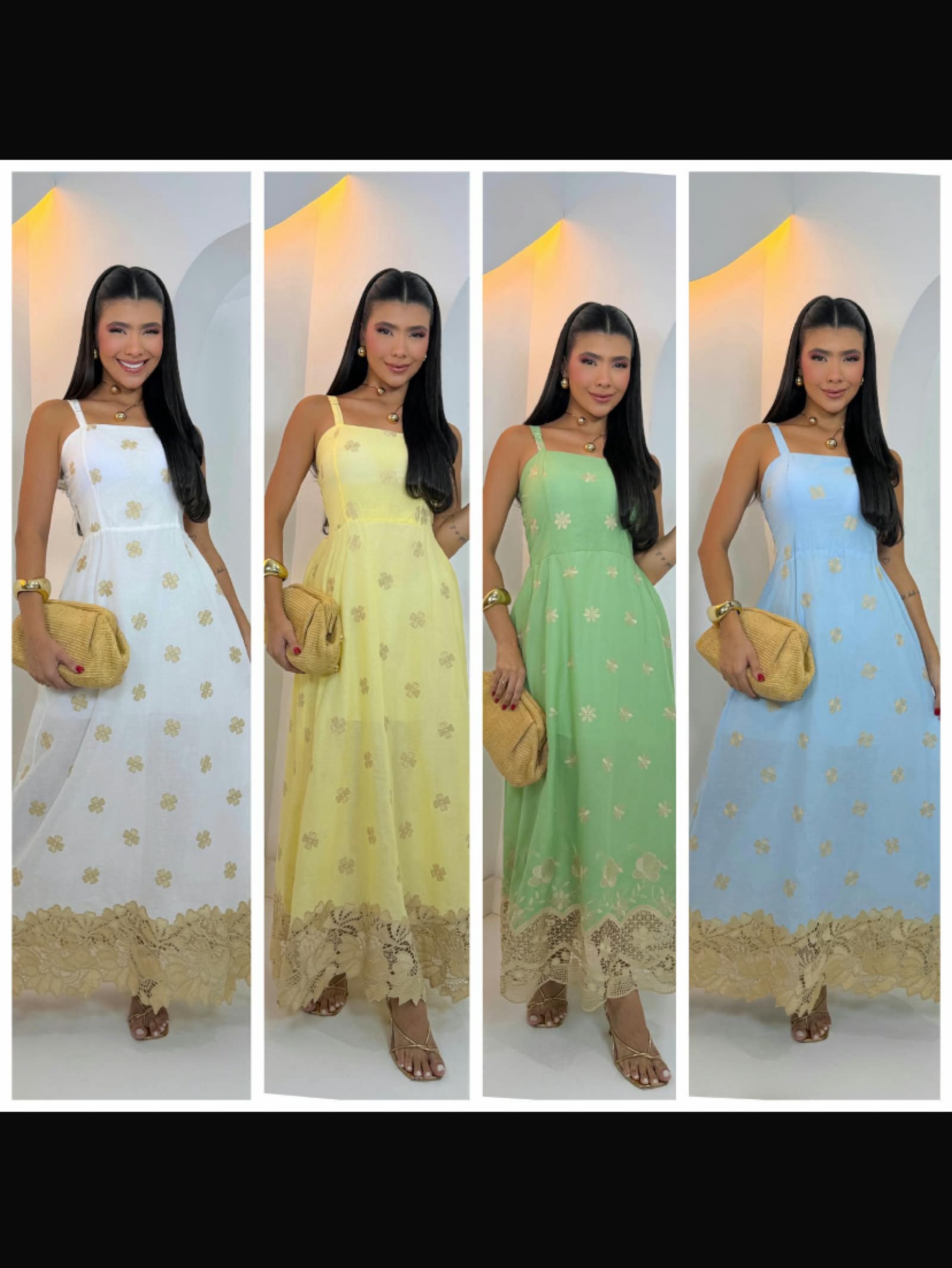 Vestido longo em lesse