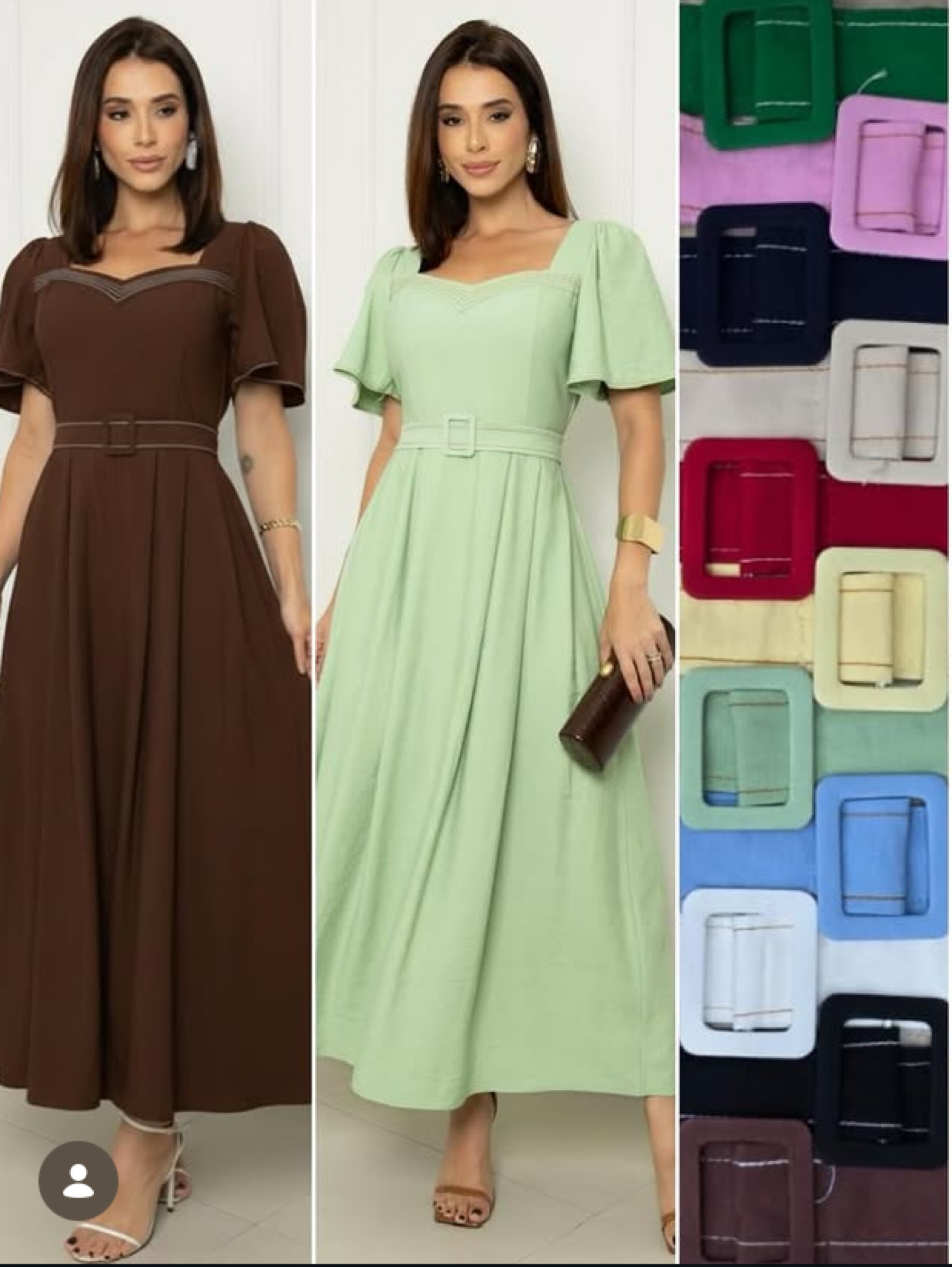 Vestido longuete de manga flare