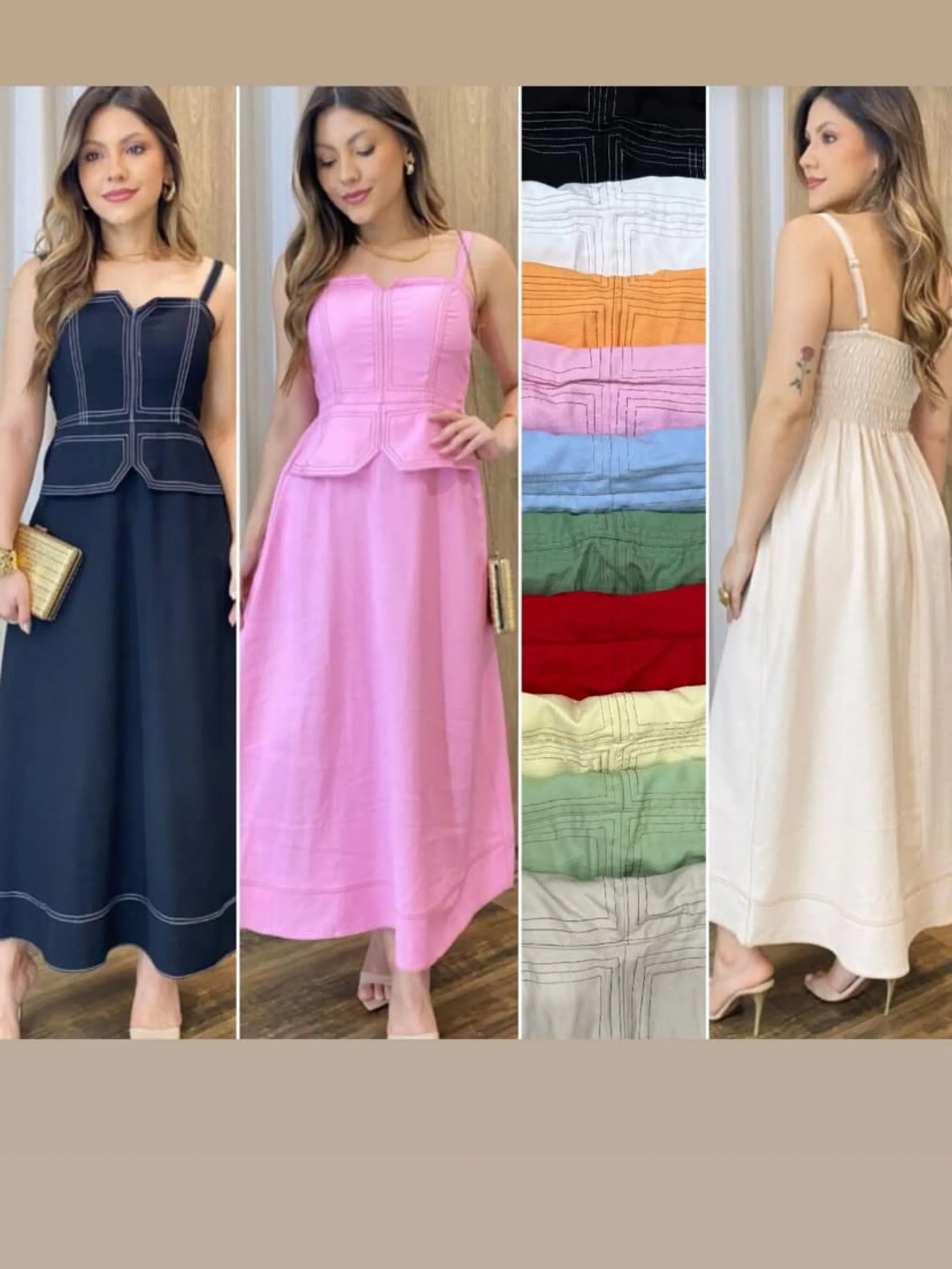 Vestido longuete com Borjo ,alça regulável