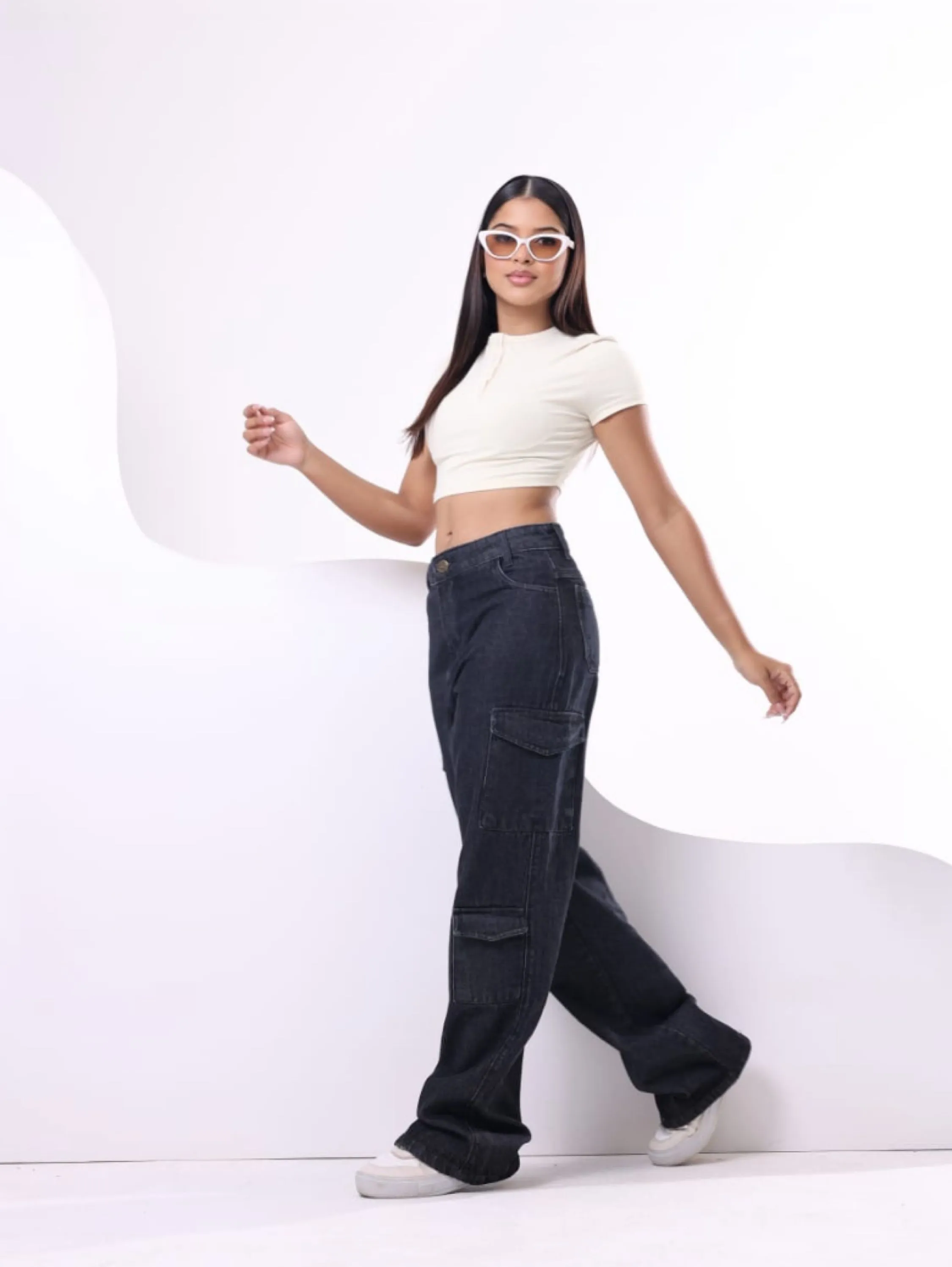 Caixa jeans cargo grafite juvenil