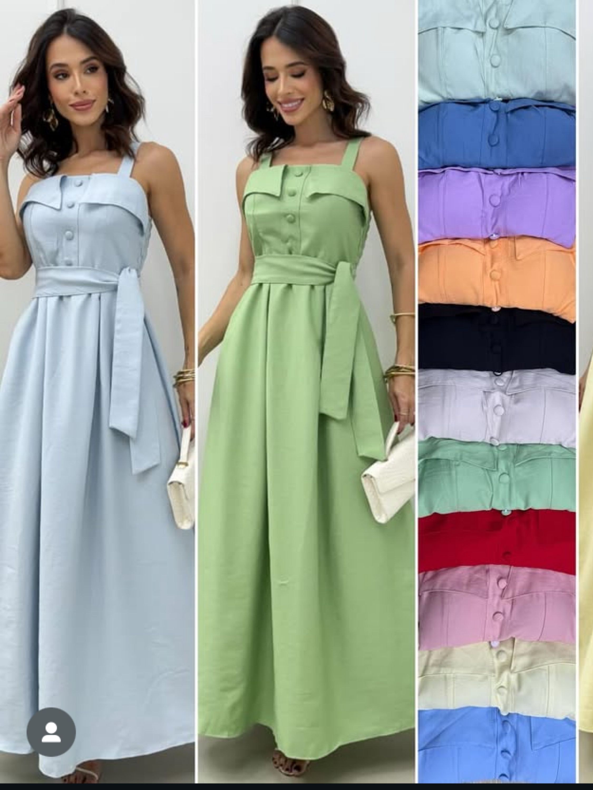 Vestido longo c/borjo alcas largas é elastex nas costas