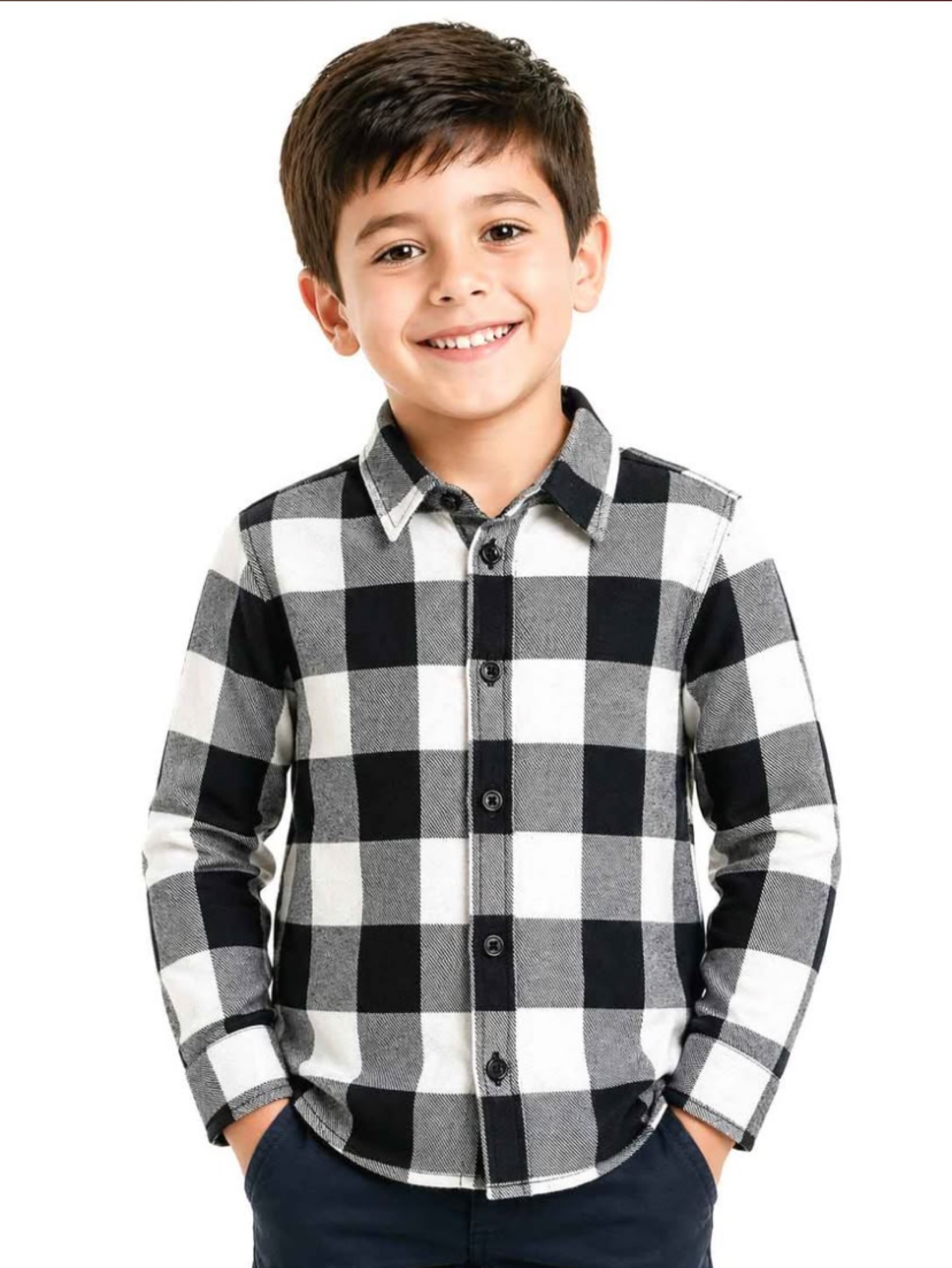 Camisa xadrez flanelada manga longa infantil