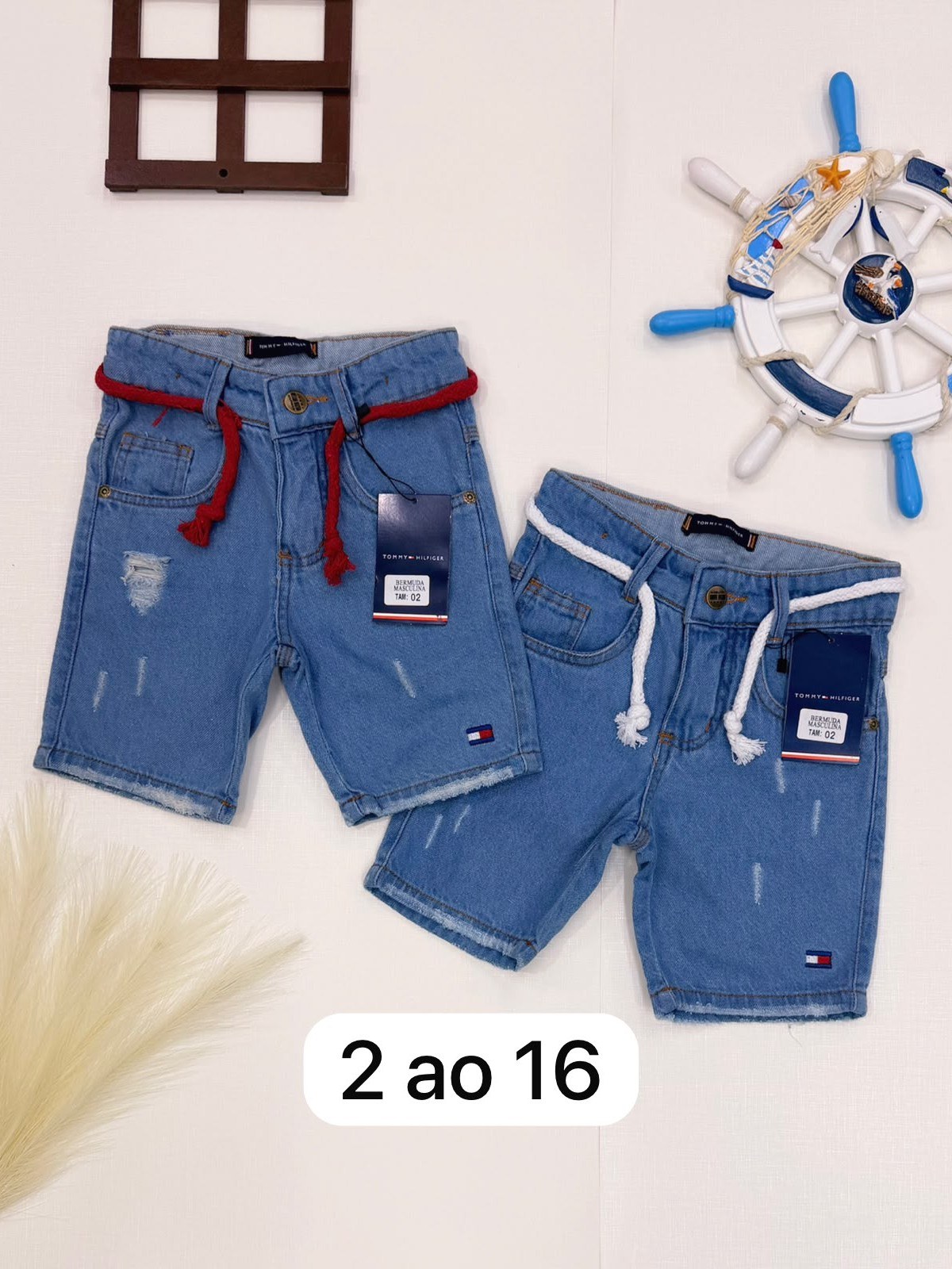 Bermuda jeans tommy infantil/juvenil