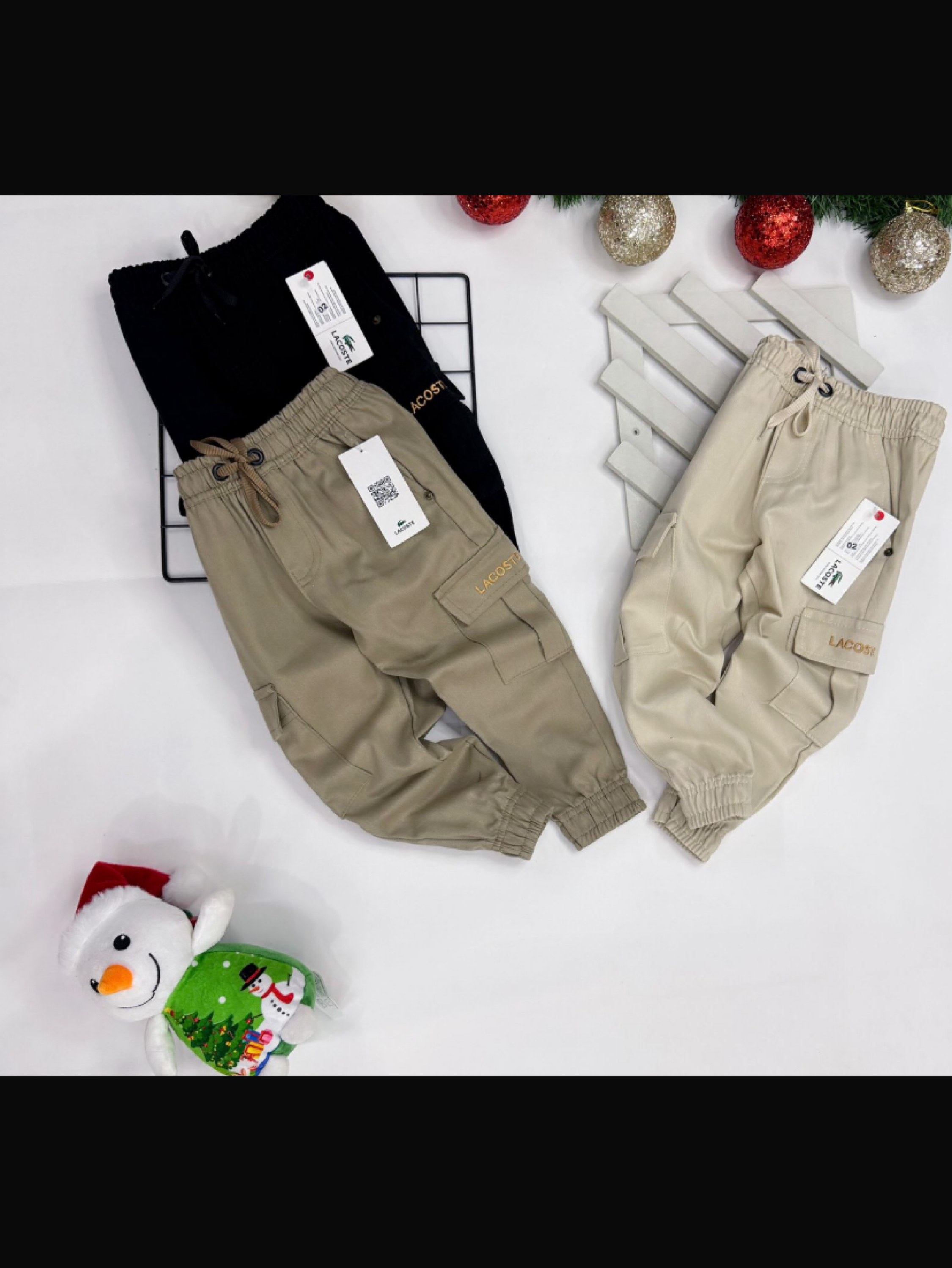 Calça Brim Cargo Lacoste infantil/juvenil