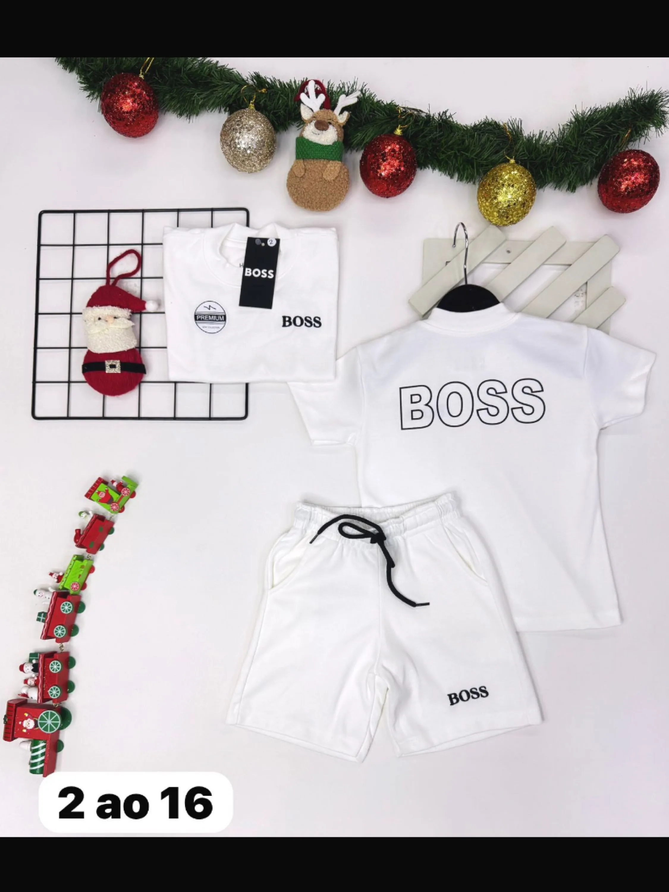Conjunto Boss bermuda e camiseta infantil/juvenil