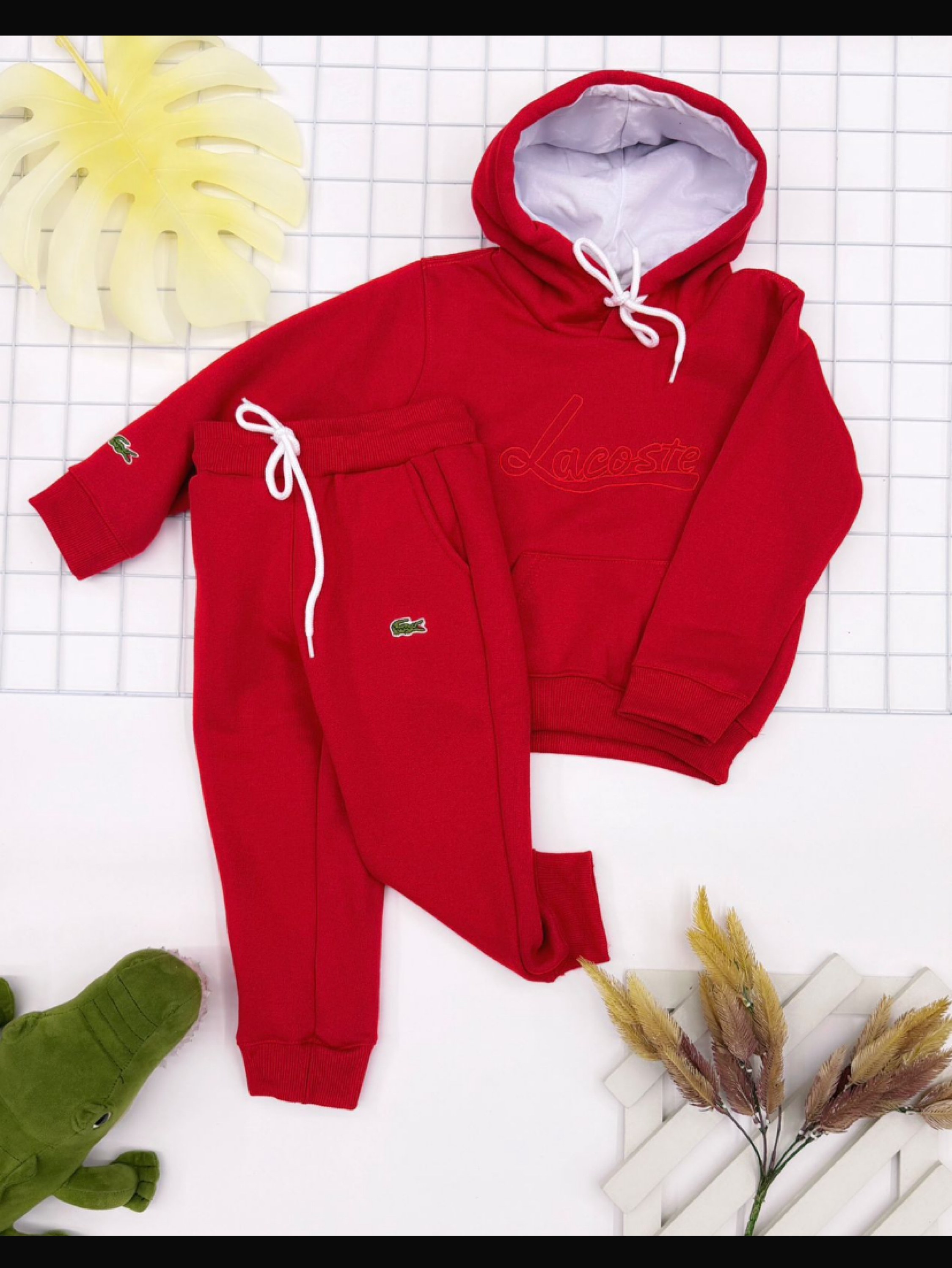 Conjunto de moletom Lacoste infantil/juvenil