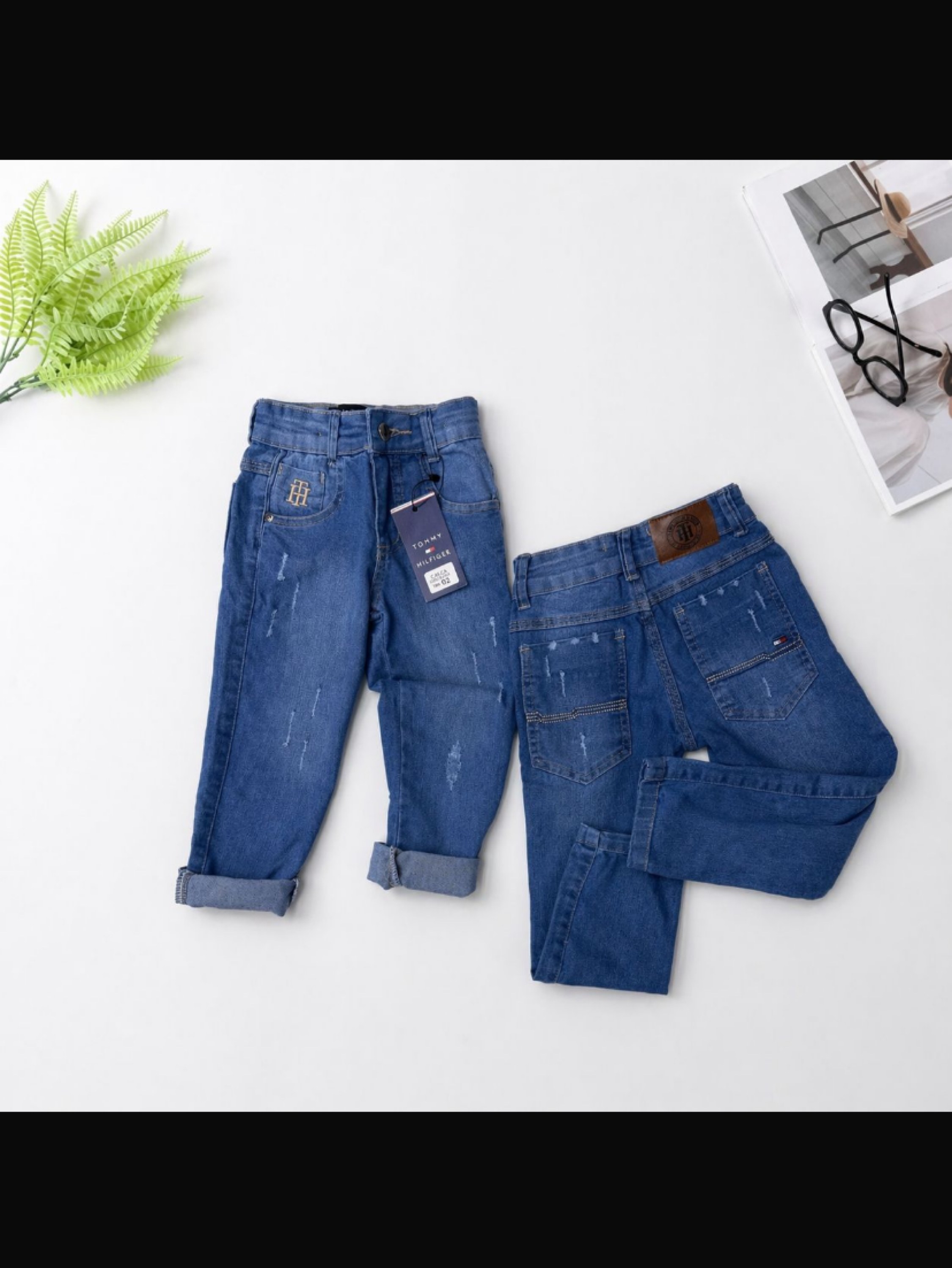 Calça jeans Tommy infantil/juvenil