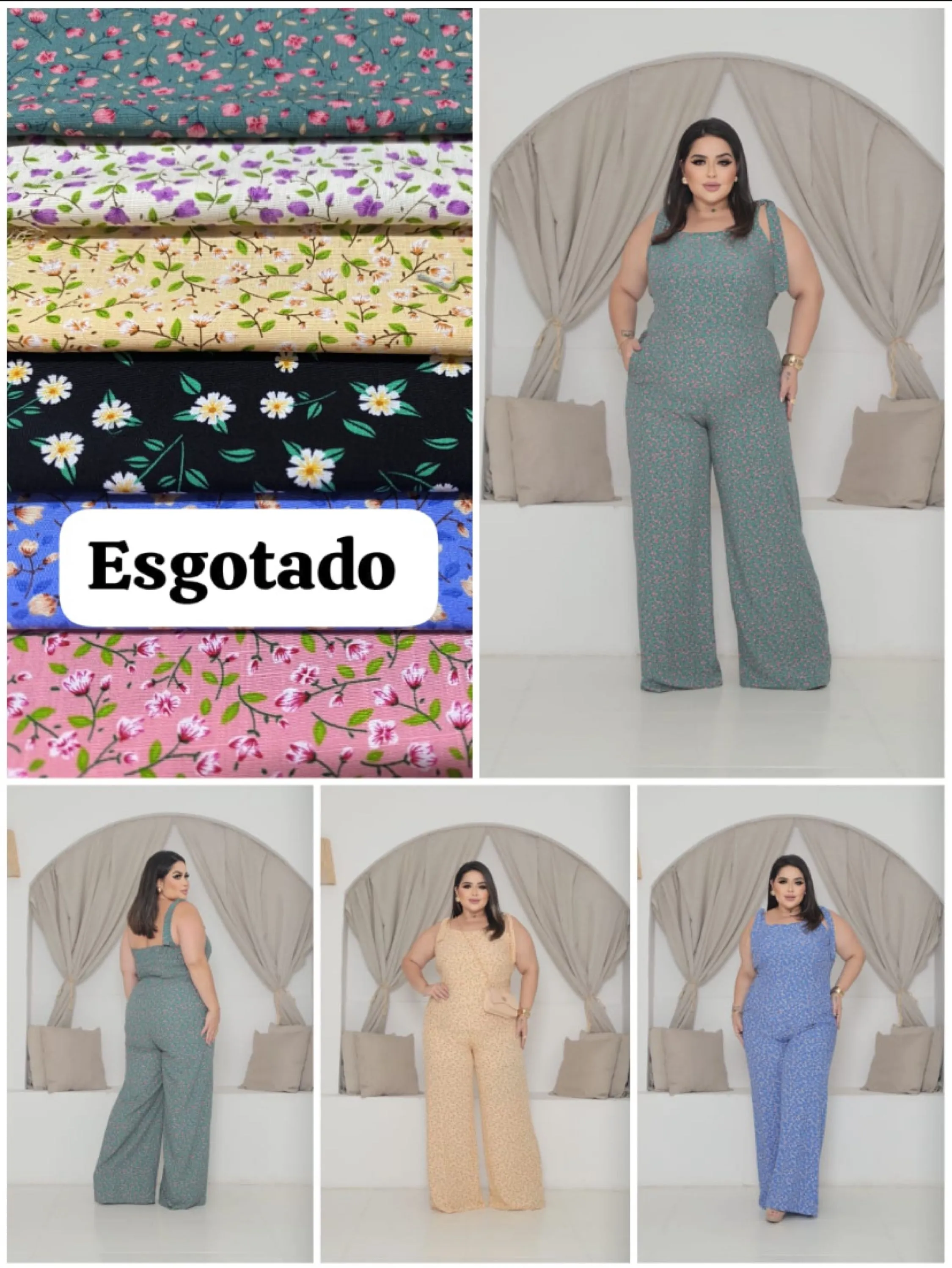 Macacão Luiza floral Pantalona Plus size