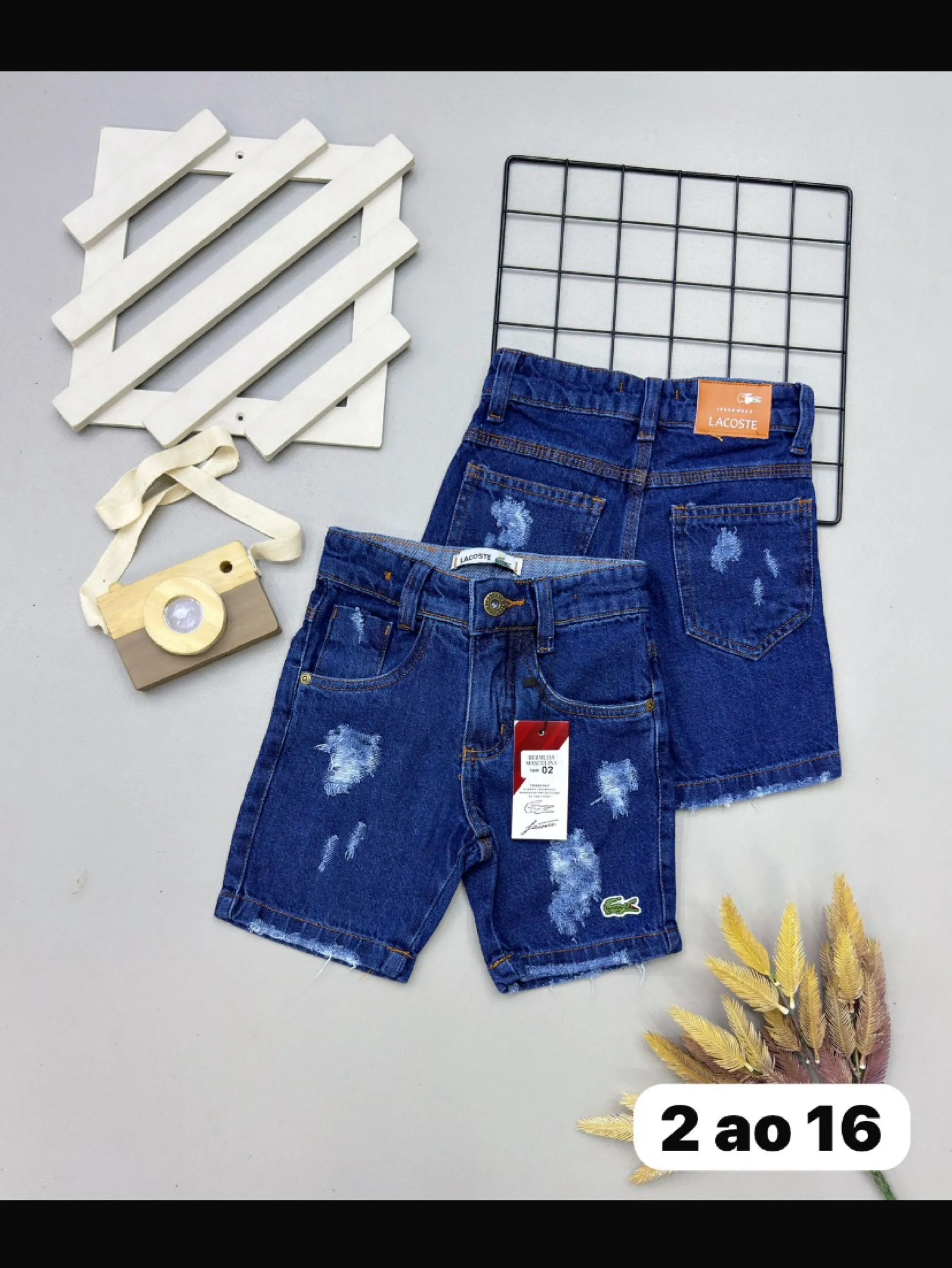 Bermuda Lacoste jeans infantil /juvenil
