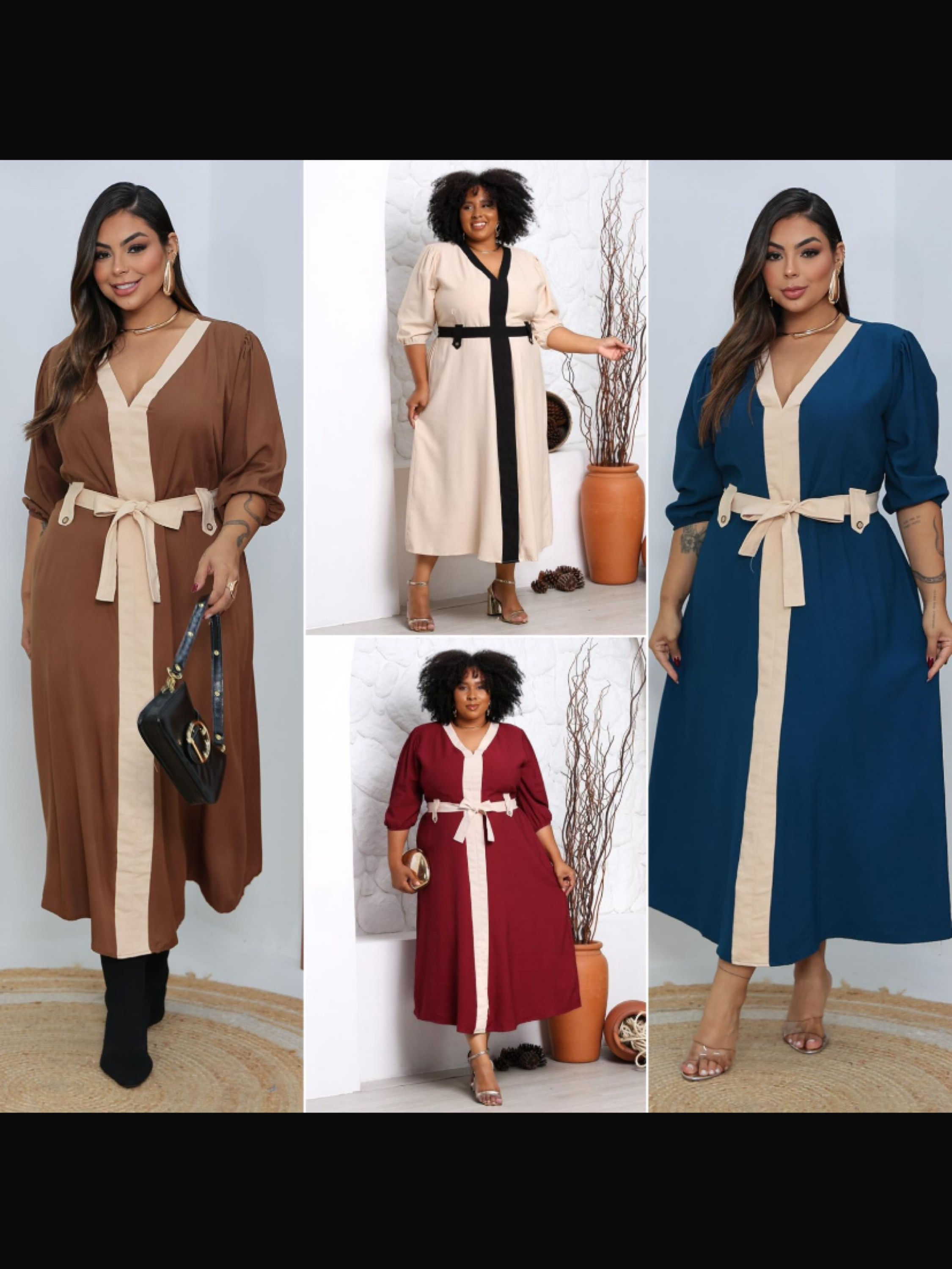 Vestido mídi bicolor Plus size