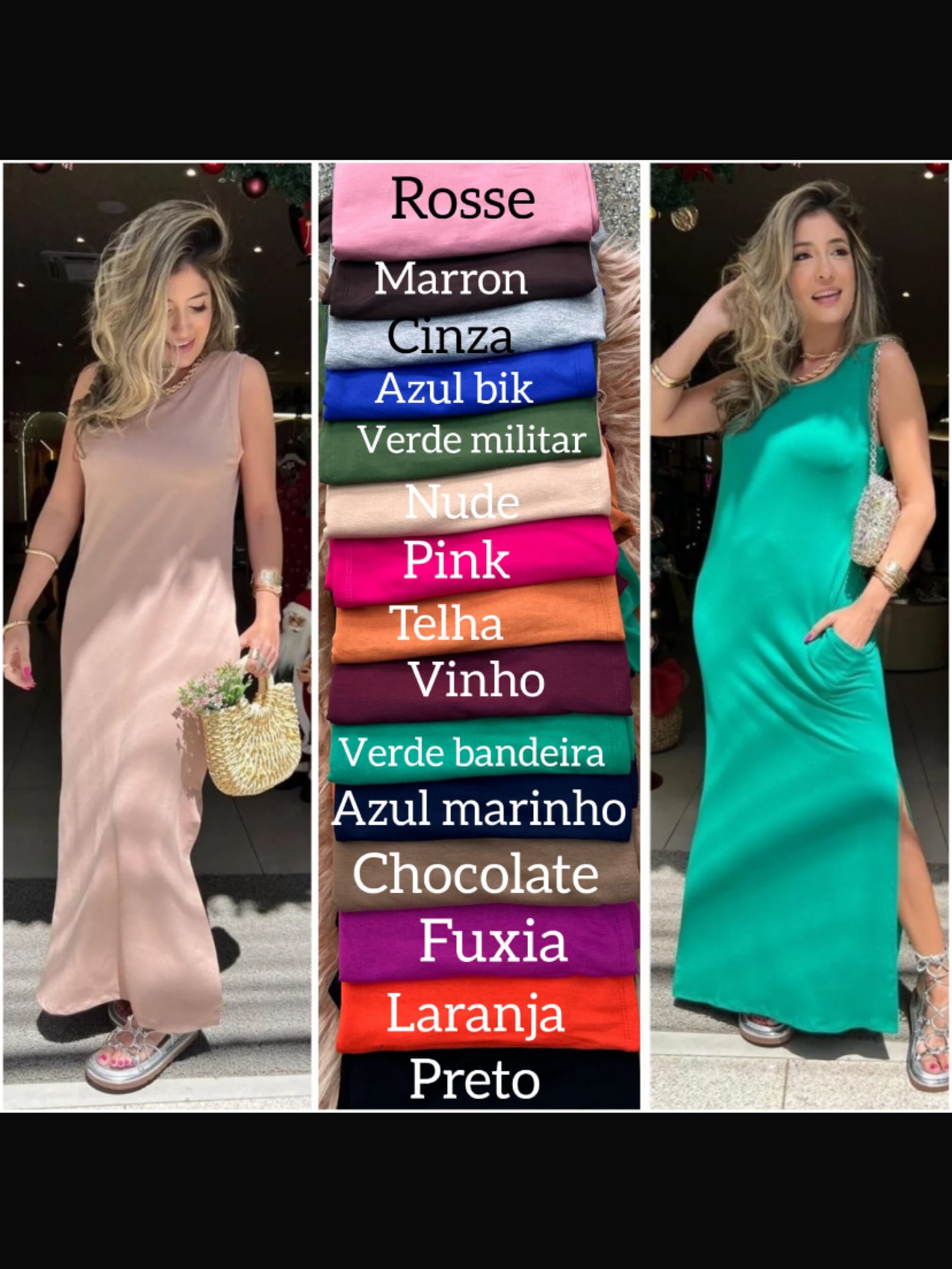 Vestido longo regata liso
