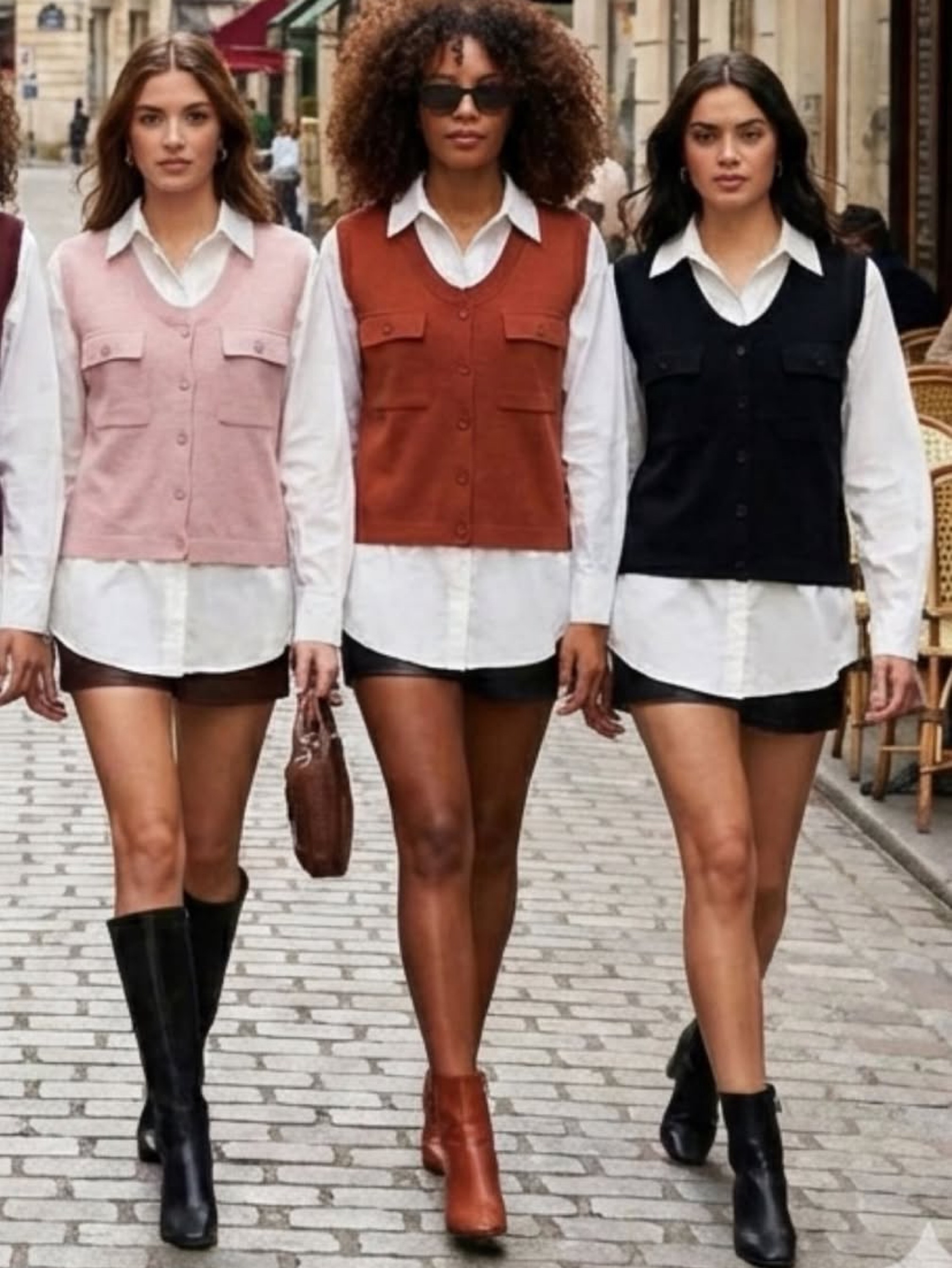 Camisa manga longa com colete embutido