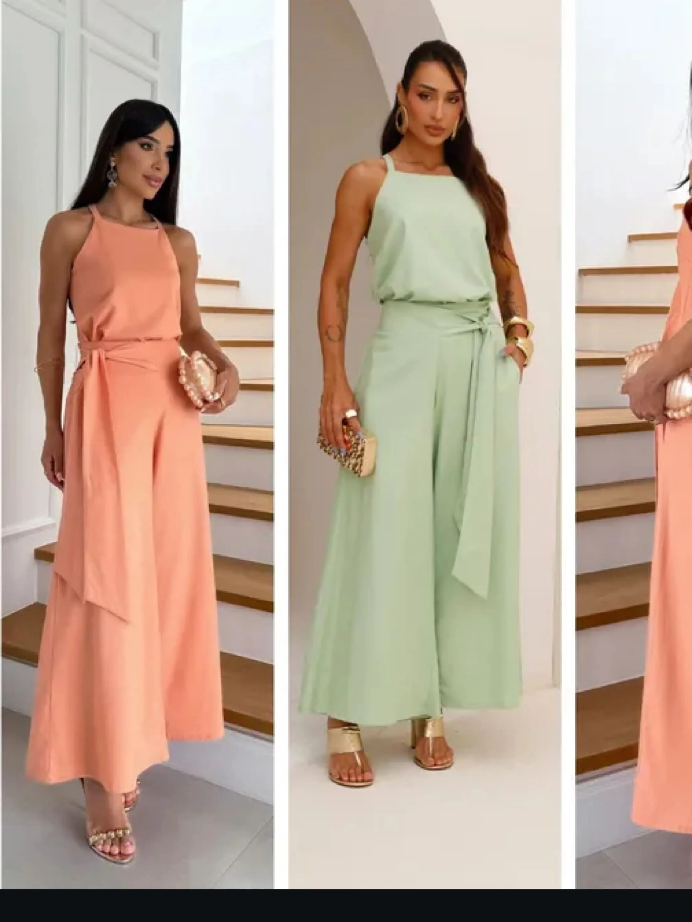 Conjunto Pantalona com elástico no cós e blusa alça