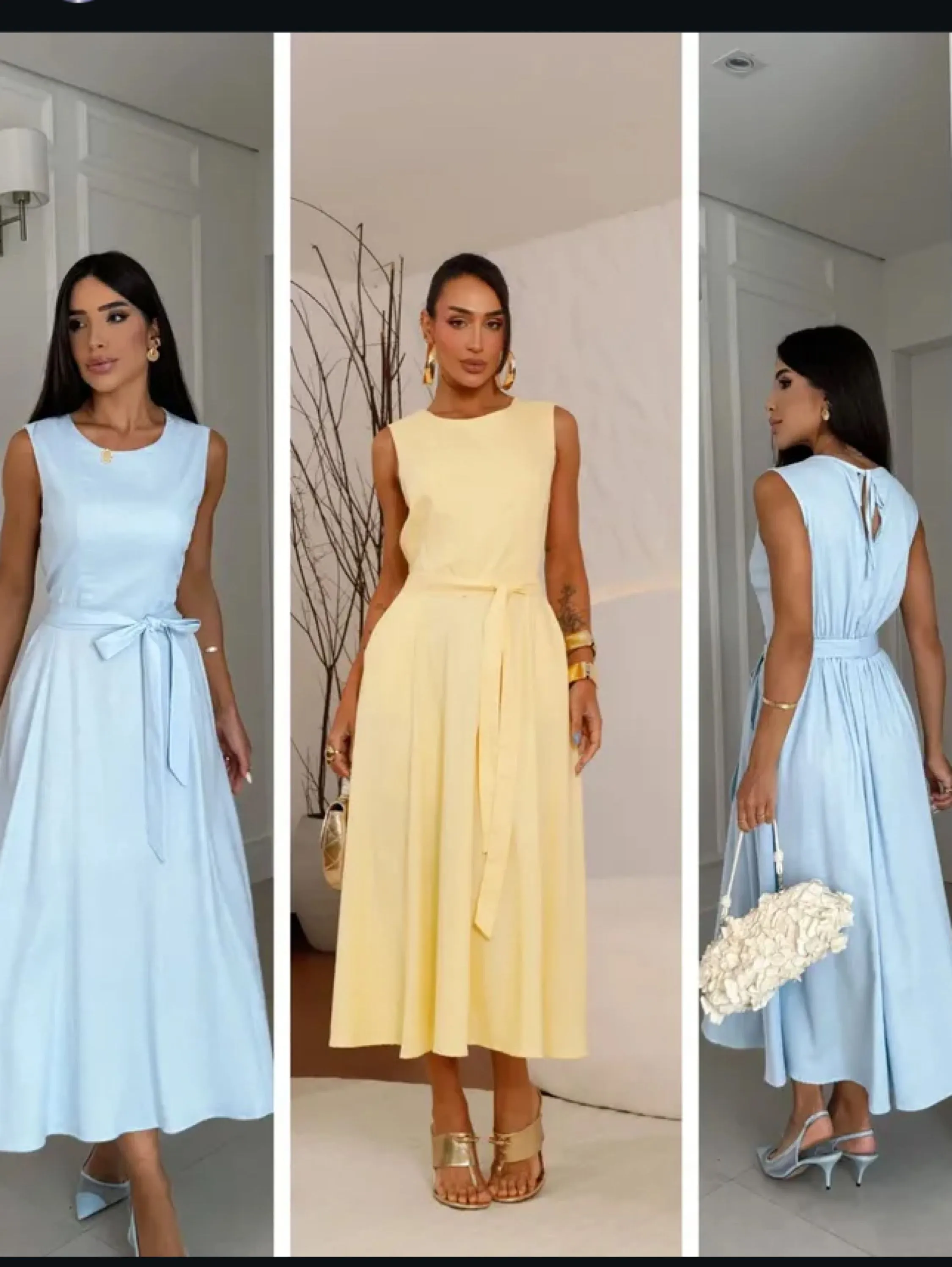 Vestido longuete regata com cinto de amarrar