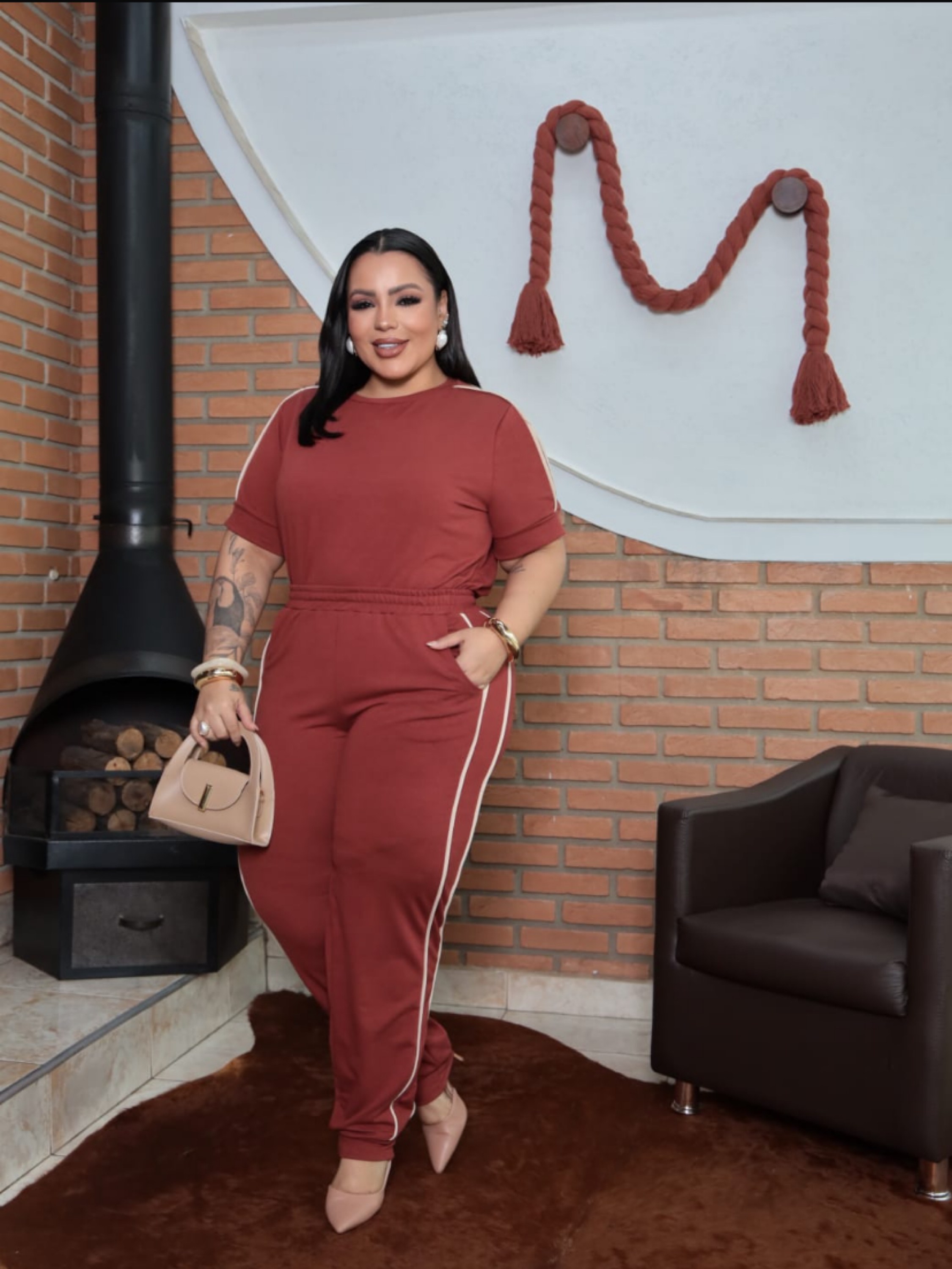 Conjunto em Moletinho caixa e blusa Plus size