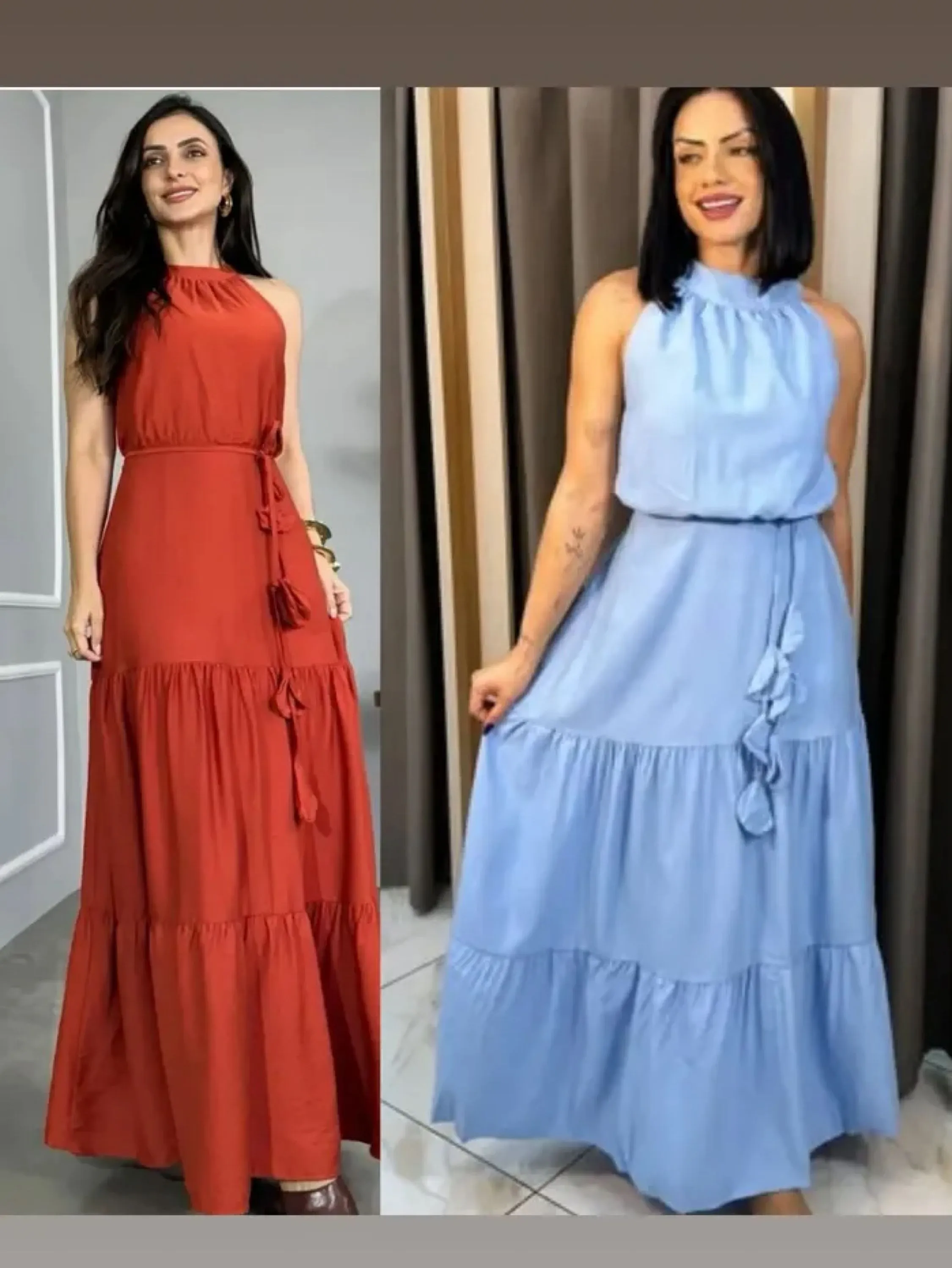 Vestido longo com cintinho tecido sensorial veste até 42