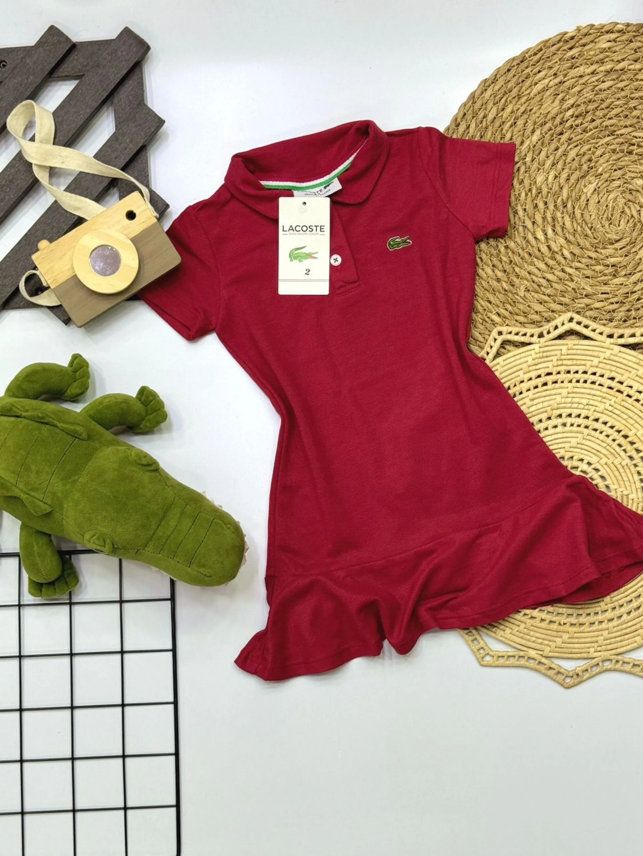 Vestido Lacoste infantil tecido Pique linha premium