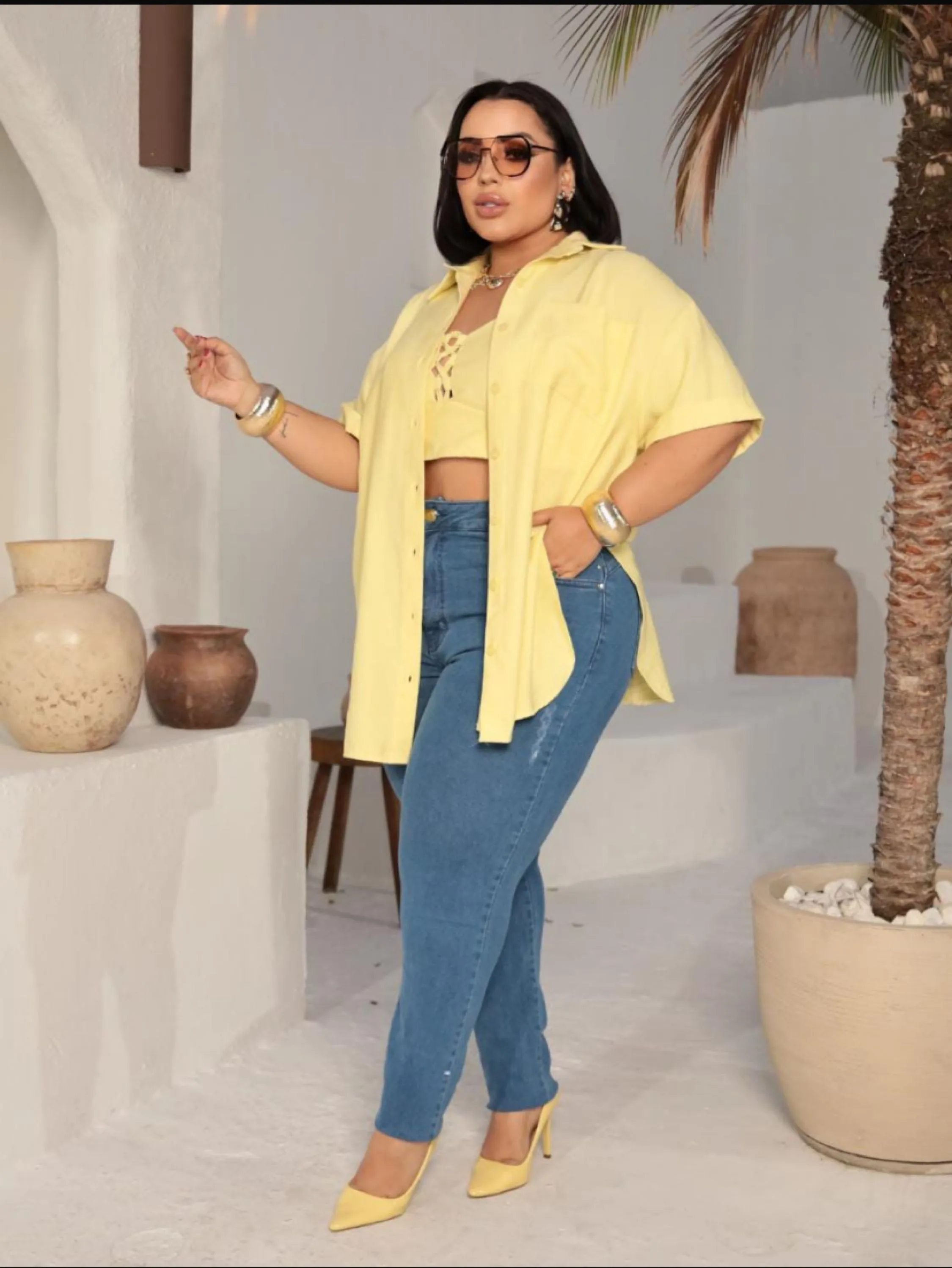 Conjunto Kimono é top de alcinha com regulador Plus Size