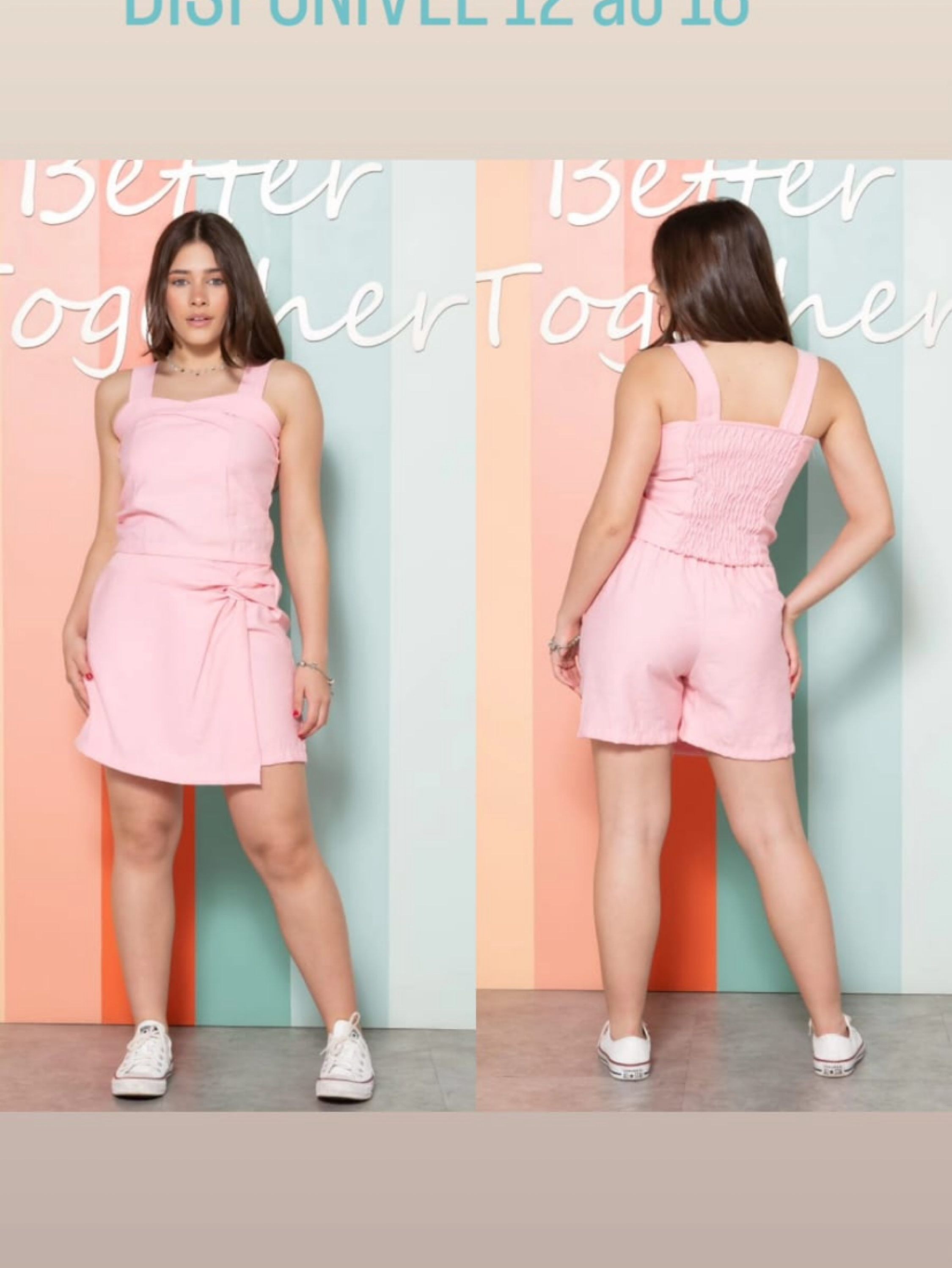 Conjunto shorts saia Bella e regata juvenil