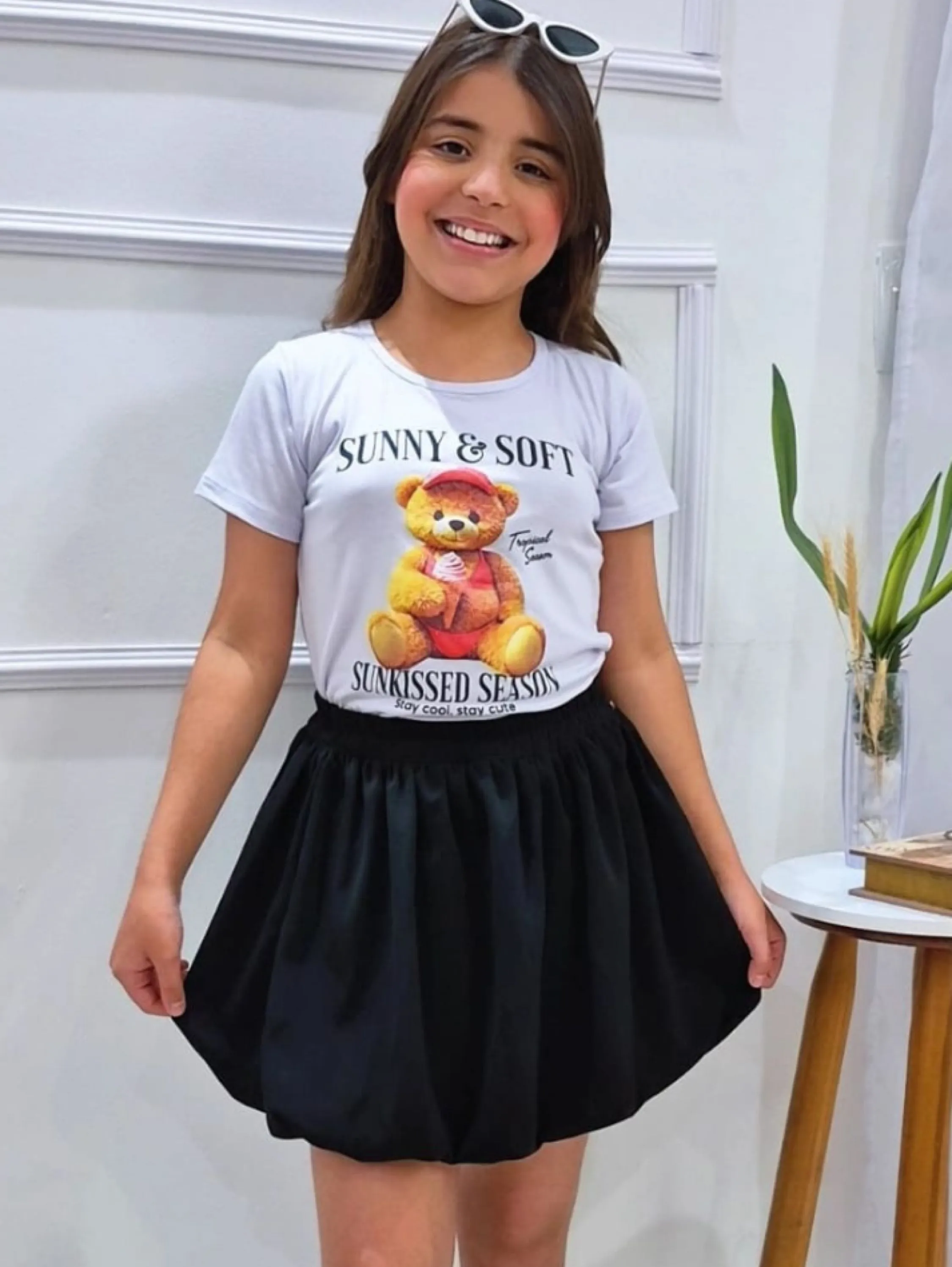 Blusinha bastca urso infantil/ juvenil