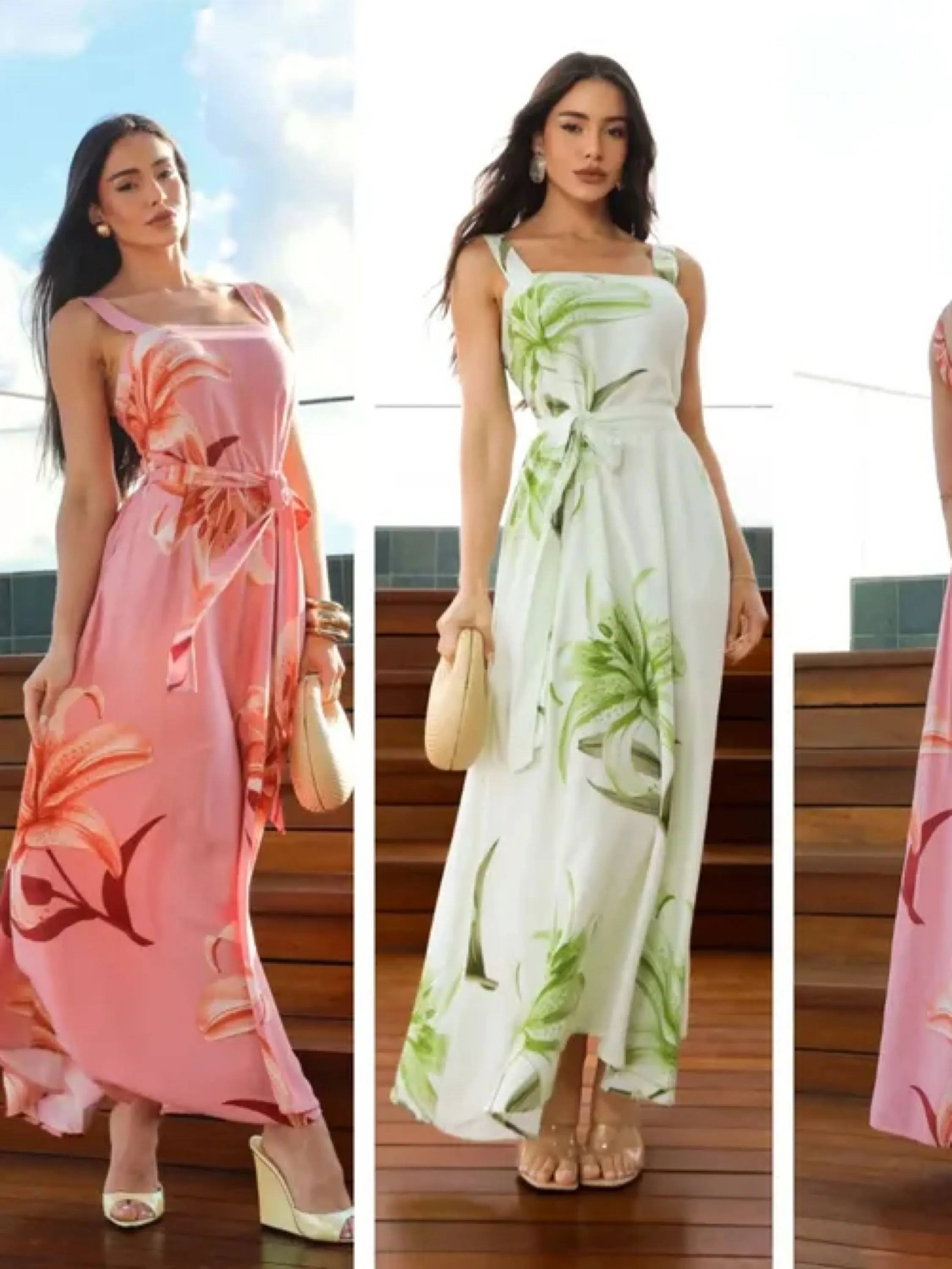 Vestido longo de alças largas