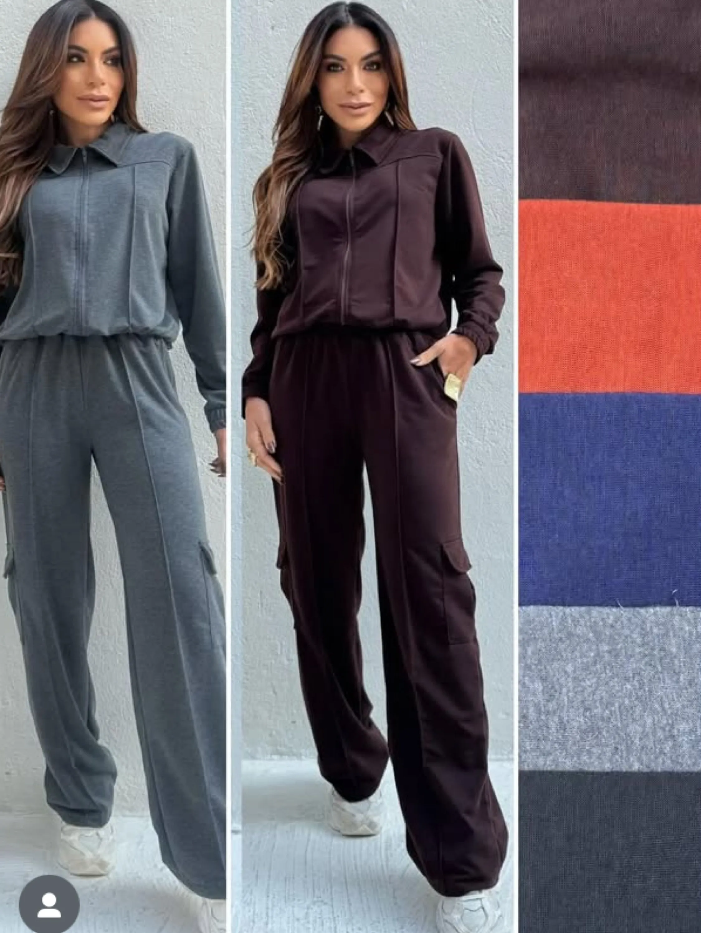 Conjunto calça Pantalona e jaquetinha tecido Moletinho