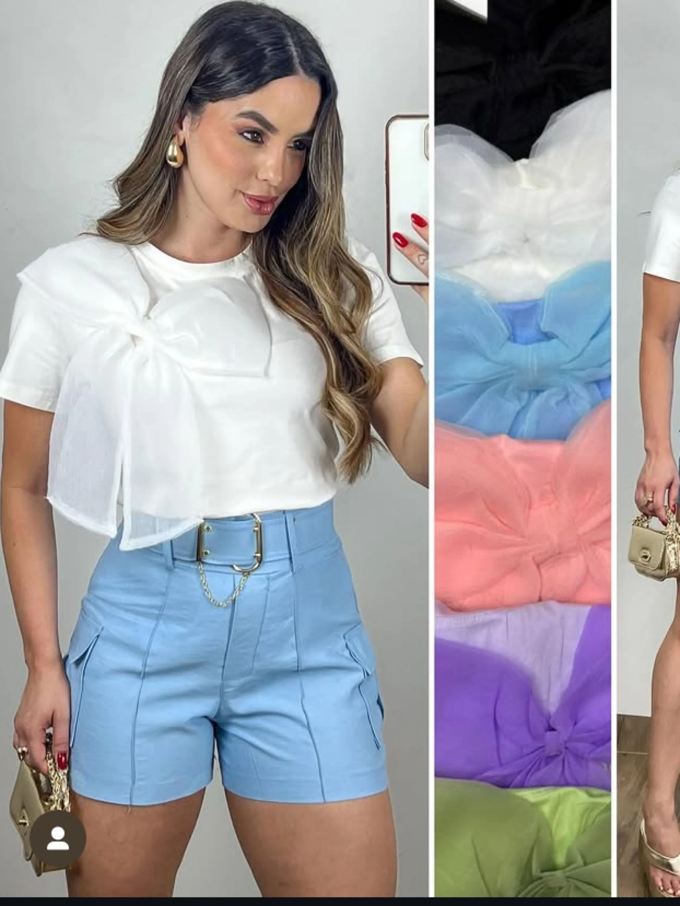 Crooped de algodão com laço em tule veste até 40