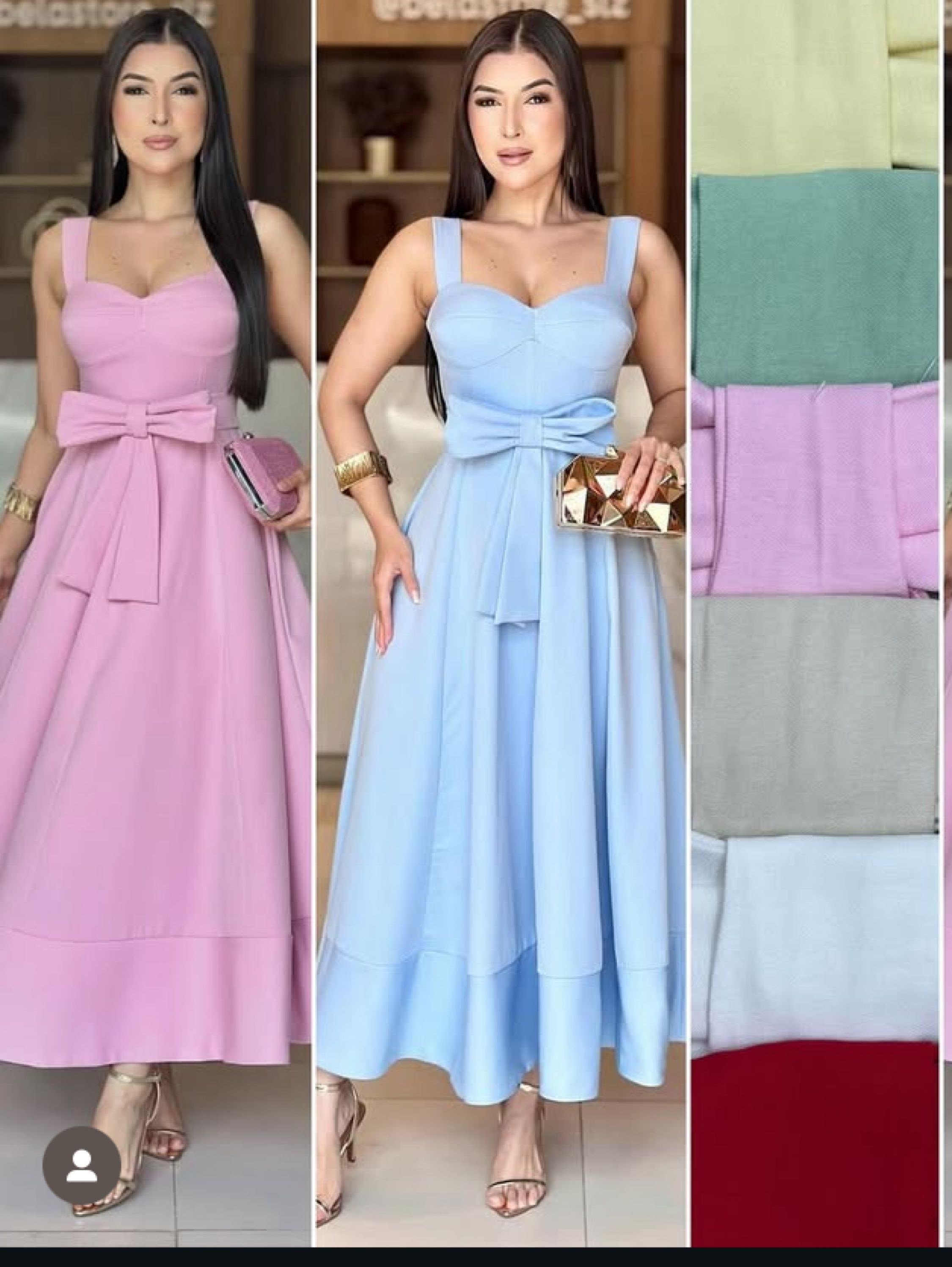 Vestido longuete com Borjo ,alça grossa tecido marrante