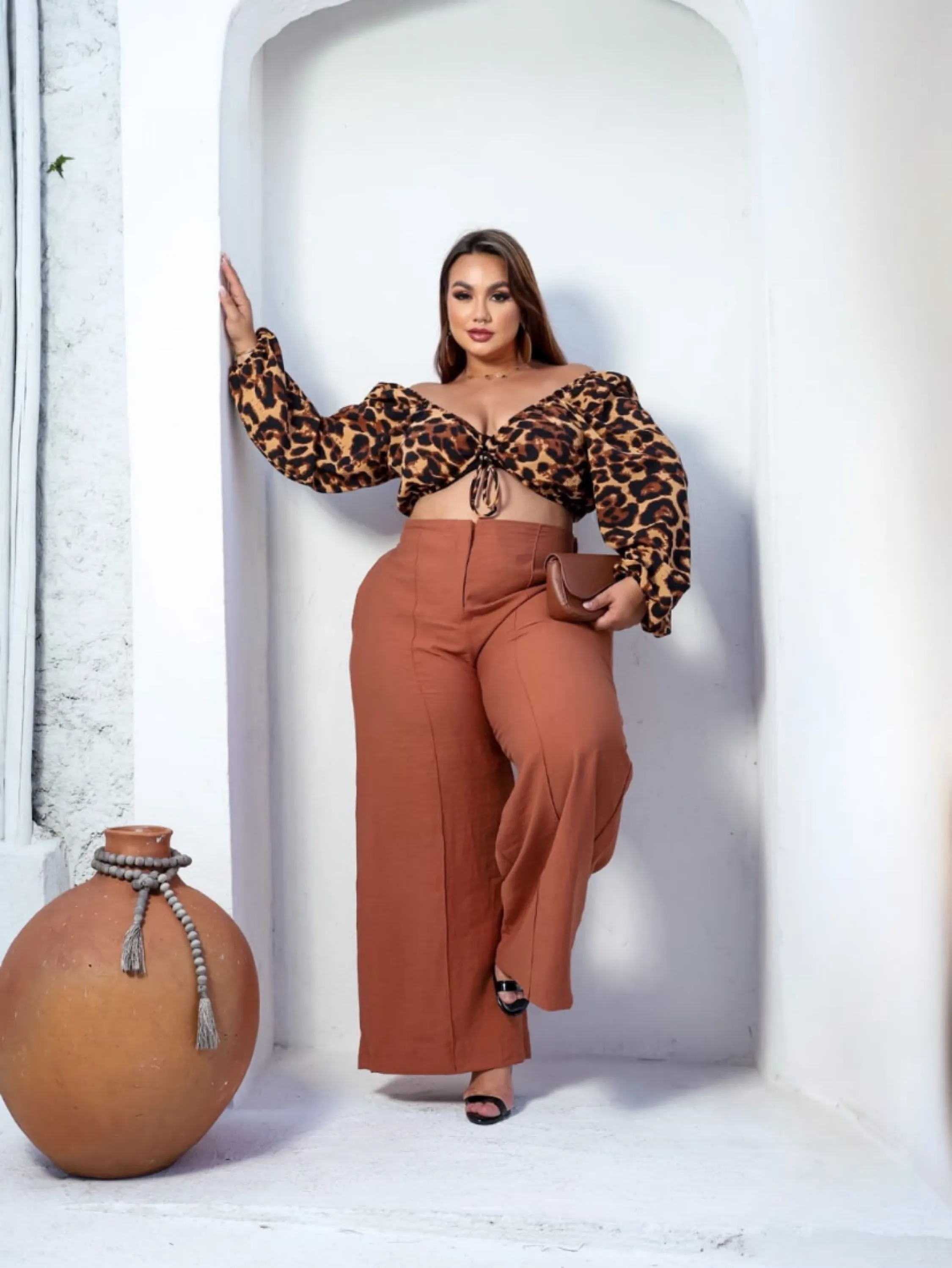 Calça Pantalona tecido Alfaiataria PLUS SIZE