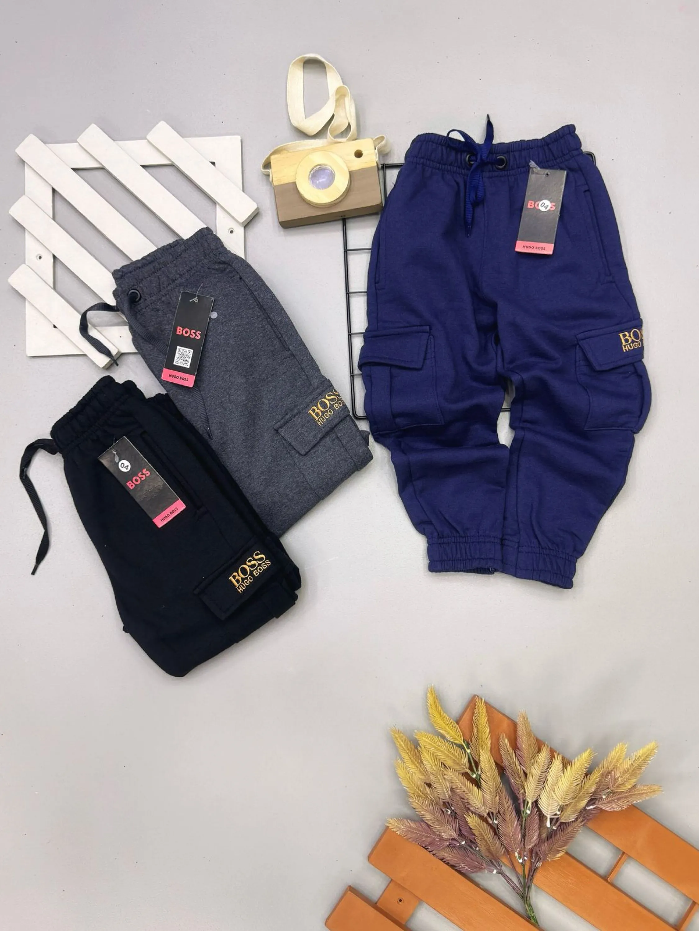 Calça cargo de moletom flanelada Boss infantil/juvenil